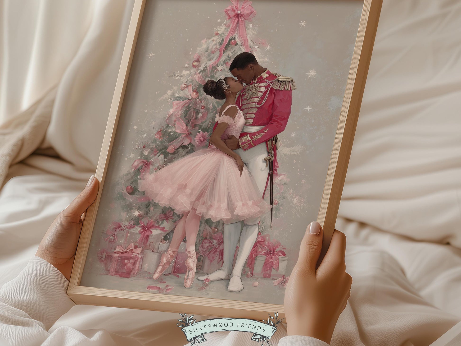 African American Nutcracker Ballet Christmas Print, Black Ballerina and Nutcracker Christmas Printable Wall Art, Digital Download