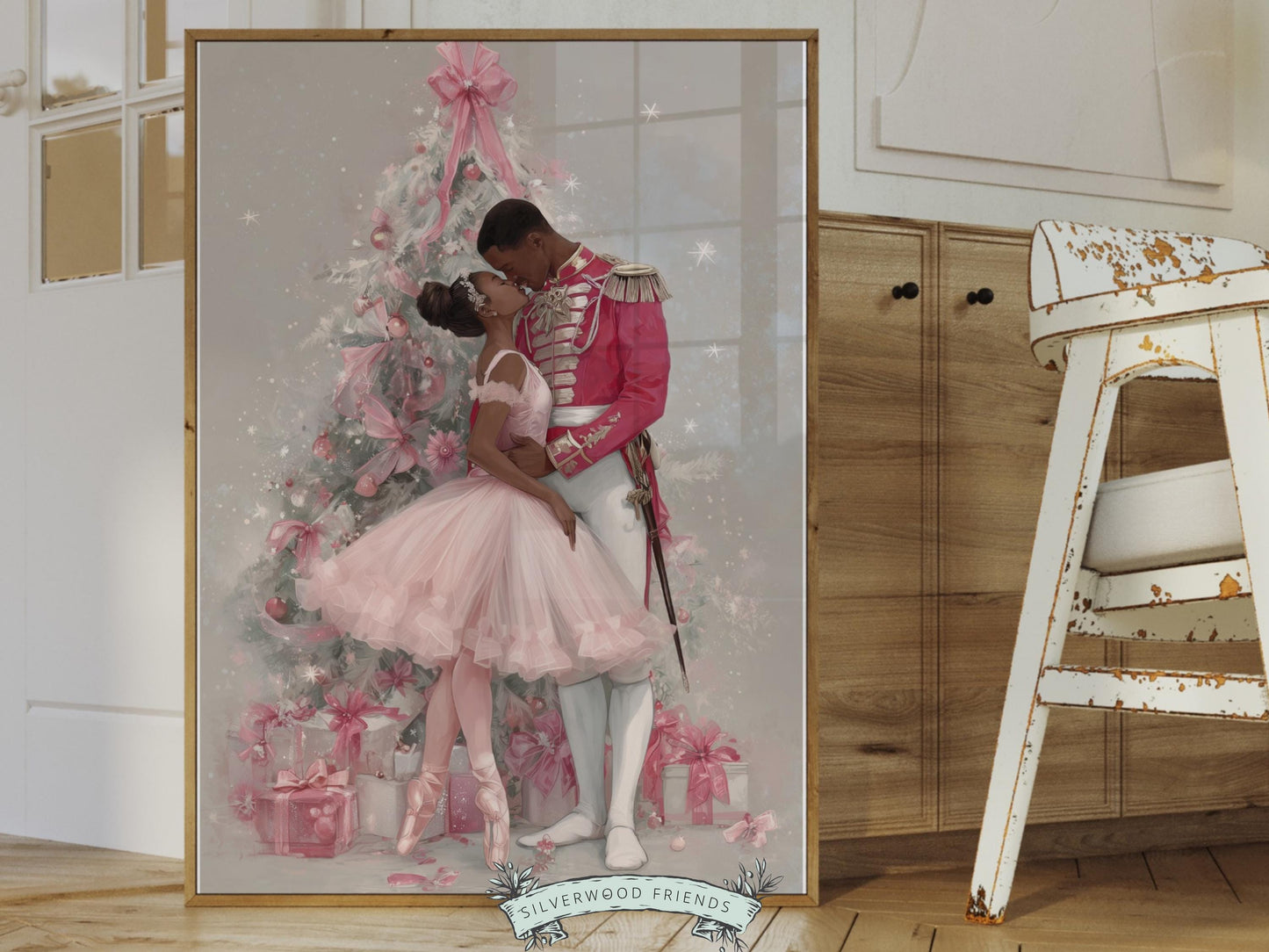 African American Nutcracker Ballet Christmas Print, Black Ballerina and Nutcracker Christmas Printable Wall Art, Digital Download