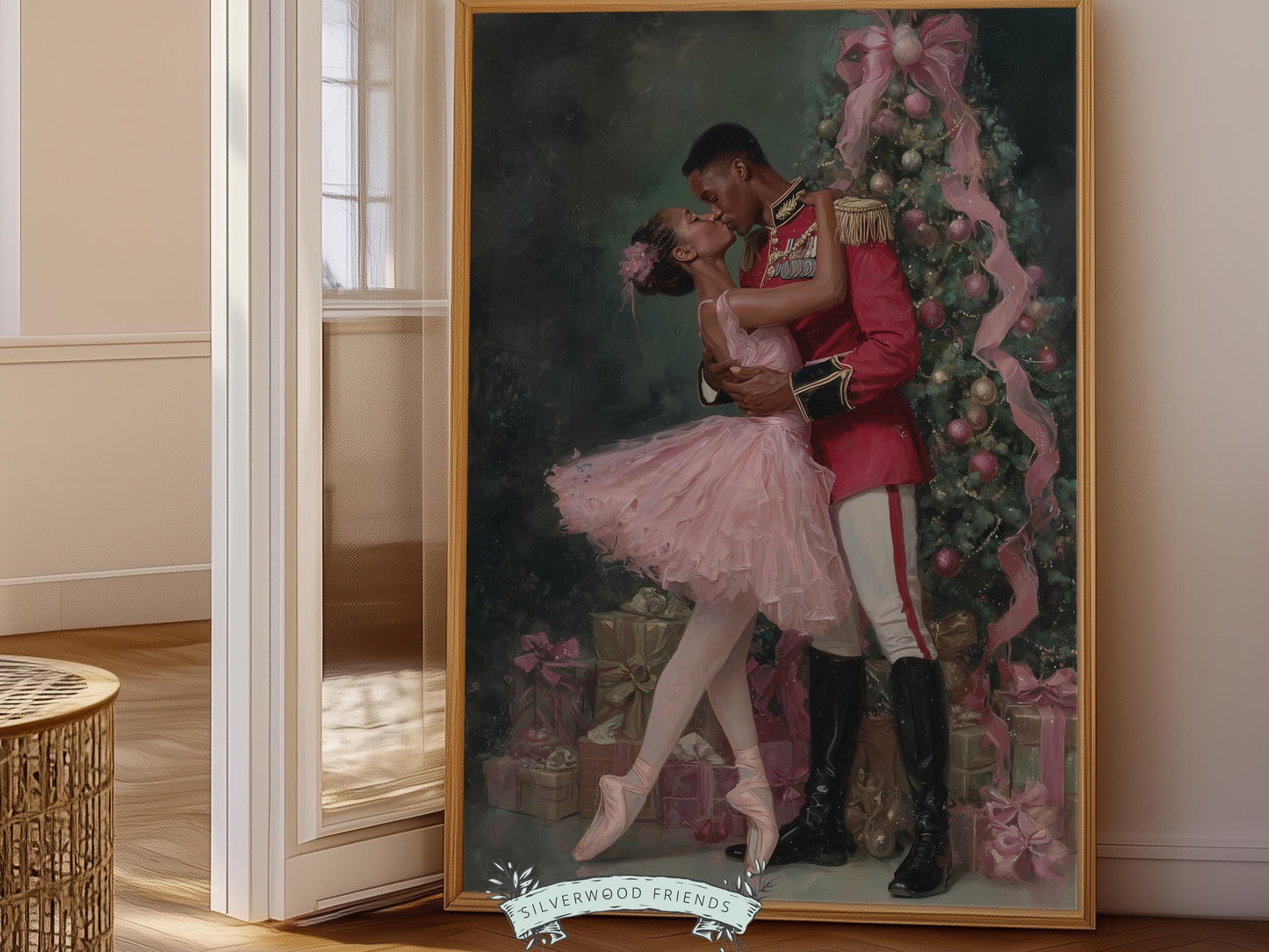 African American Nutcracker Ballet Christmas Print, Black Ballerina and Nutcracker Christmas Printable Wall Art Digital Download