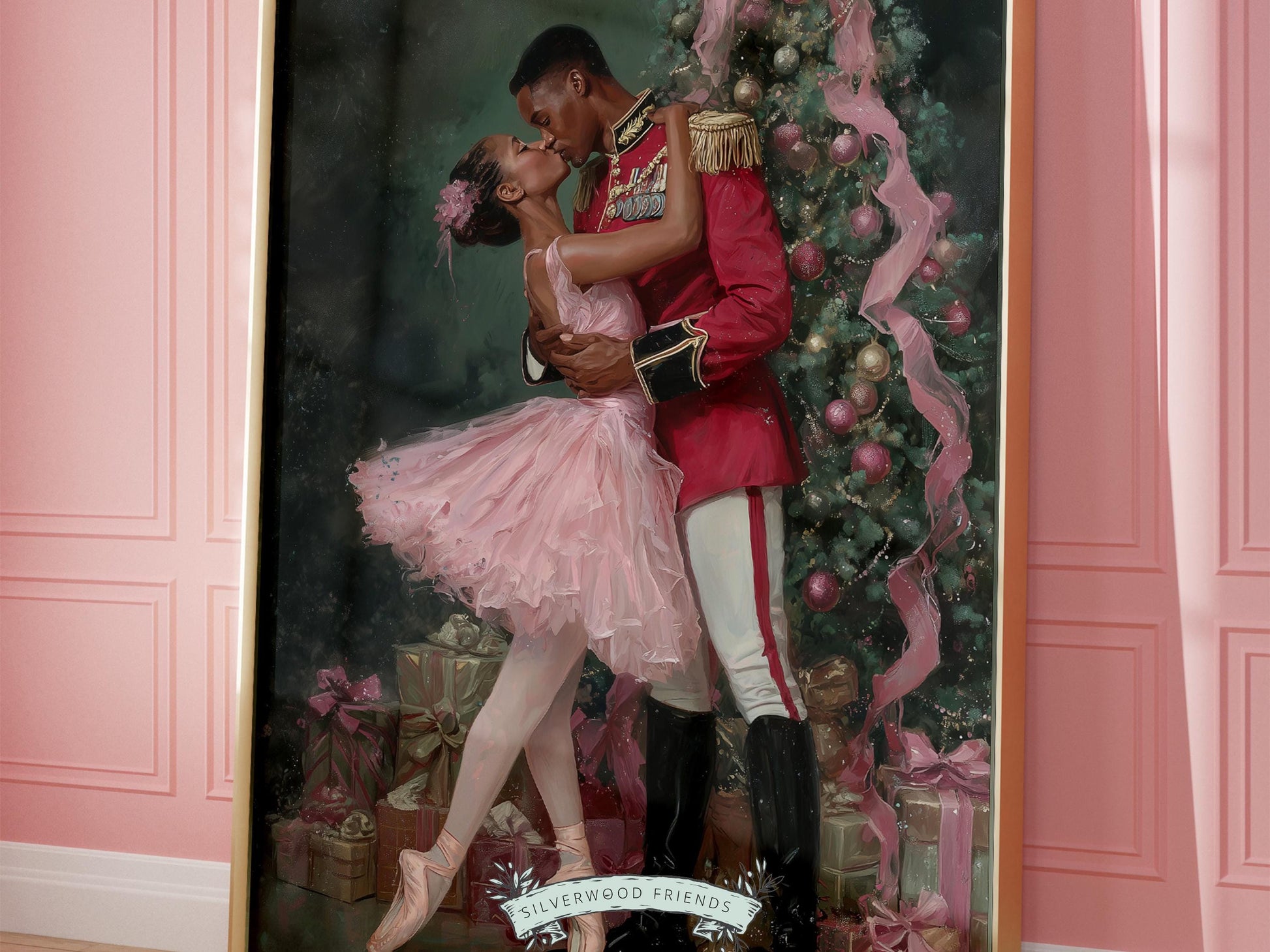 African American Nutcracker Ballet Christmas Print, Black Ballerina and Nutcracker Christmas Printable Wall Art Digital Download