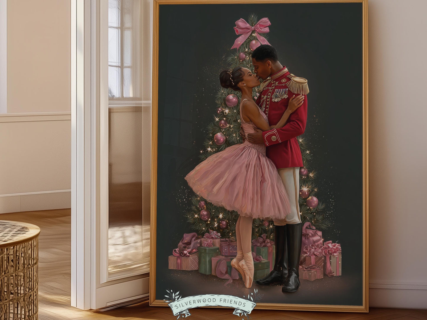 African American Nutcracker Ballet Christmas Print, Black Ballerina and Nutcracker Christmas Printable Wall Art Digital Download