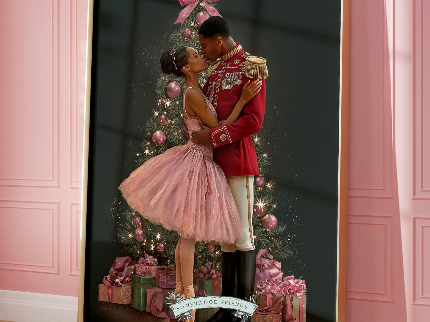 African American Nutcracker Ballet Christmas Print, Black Ballerina and Nutcracker Christmas Printable Wall Art Digital Download