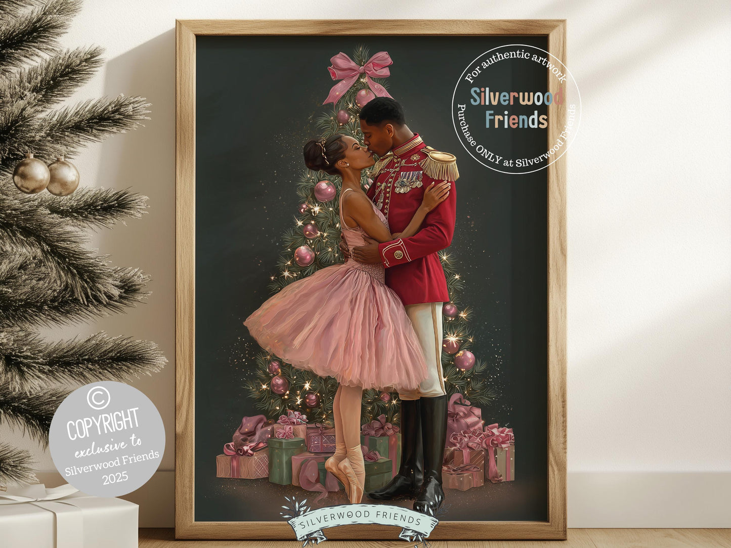African American Nutcracker Ballet Christmas Print, Black Ballerina and Nutcracker Christmas Printable Wall Art Digital Download