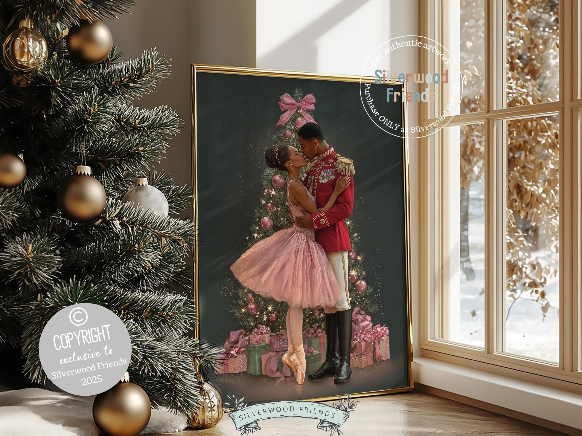 African American Nutcracker Ballet Christmas Print, Black Ballerina and Nutcracker Christmas Printable Wall Art Digital Download