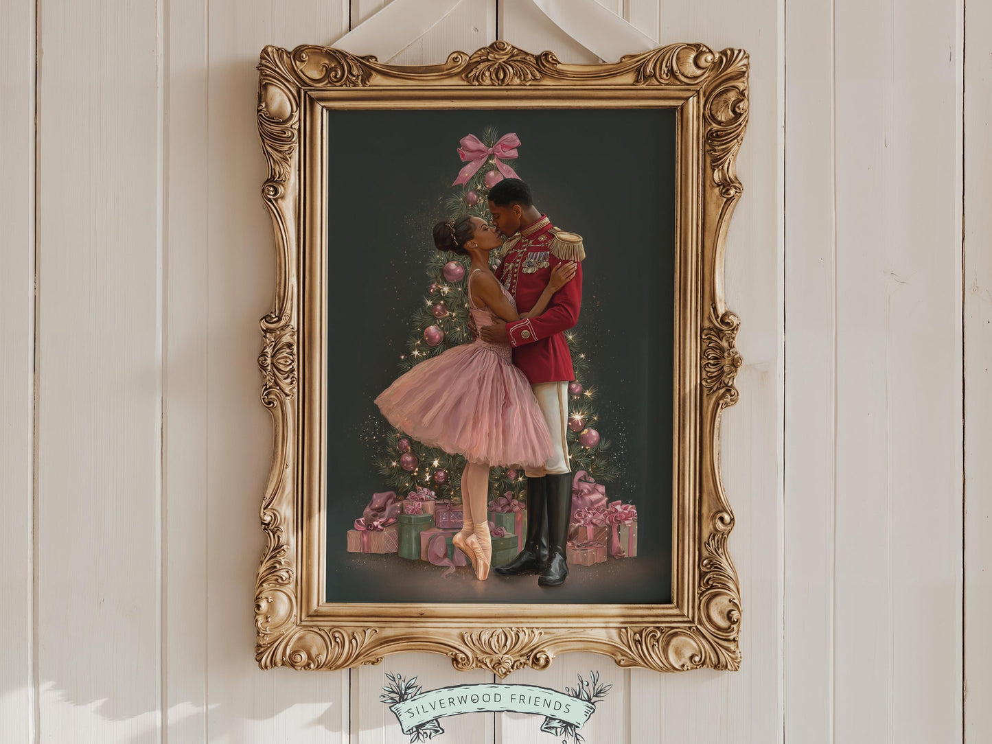 African American Nutcracker Ballet Christmas Print, Black Ballerina and Nutcracker Christmas Printable Wall Art Digital Download