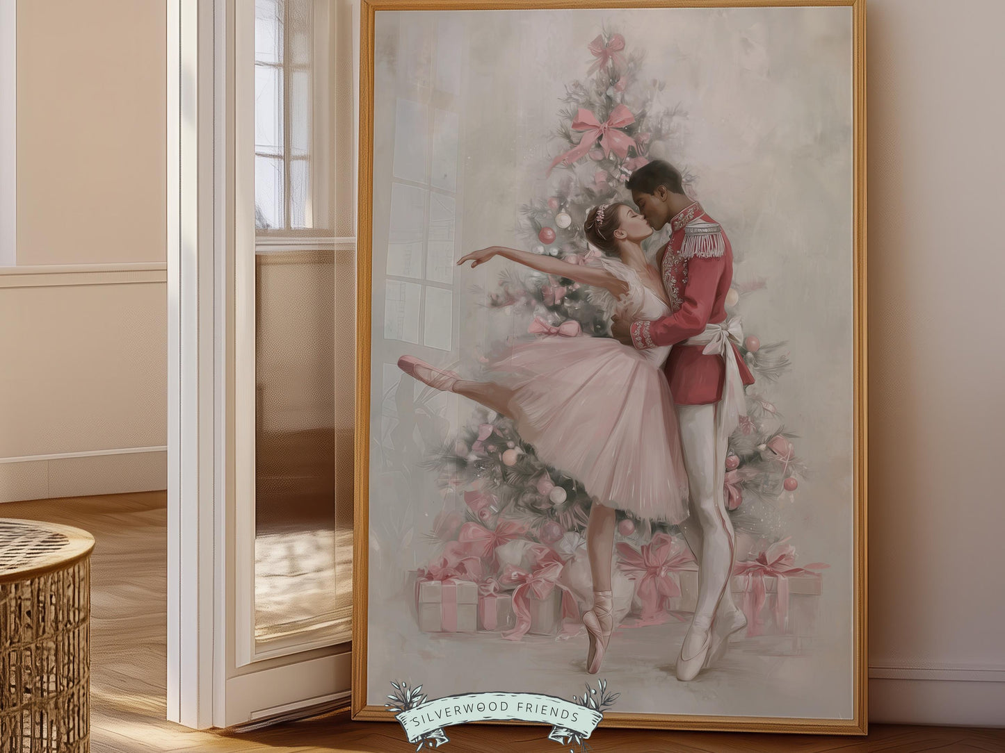 Nutcracker Ballet Christmas Print, Ballerina and Nutcracker Christmas Printable Wall Art Digital Download