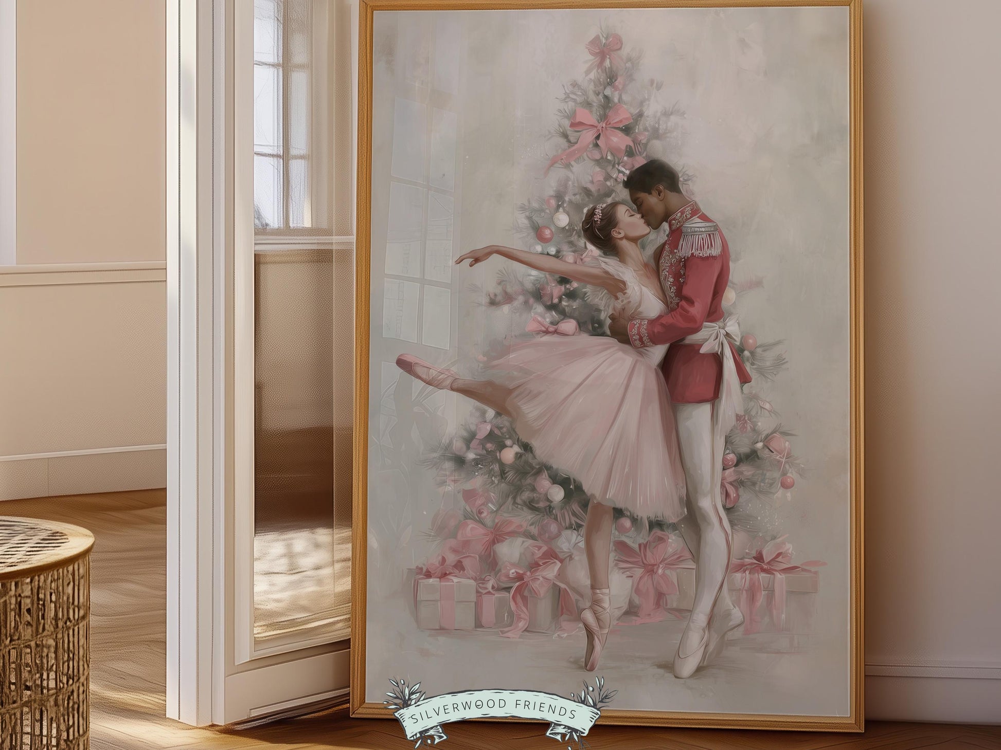Nutcracker Ballet Christmas Print, Ballerina and Nutcracker Christmas Printable Wall Art Digital Download