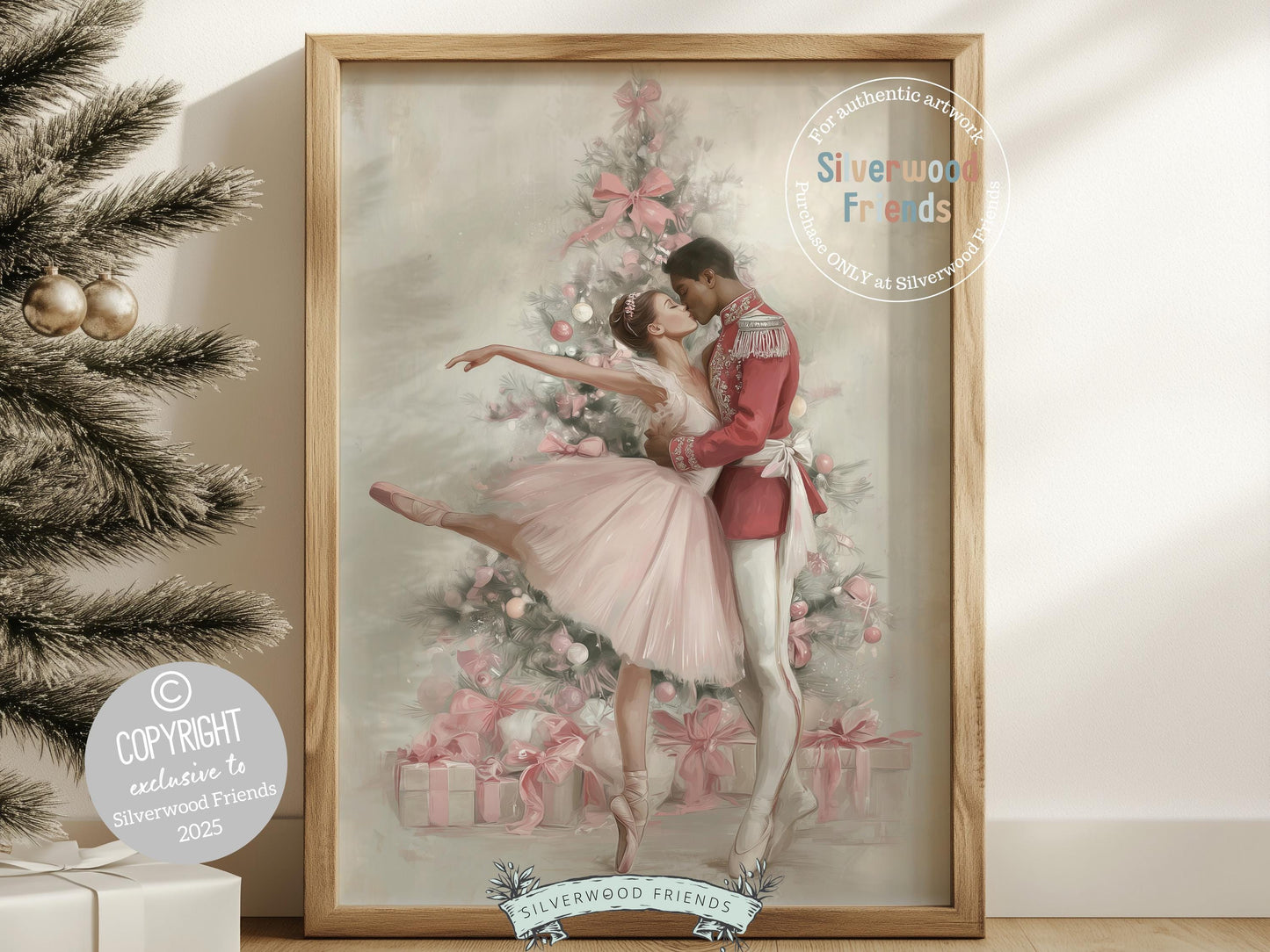 Nutcracker Ballet Christmas Print, Ballerina and Nutcracker Christmas Printable Wall Art Digital Download