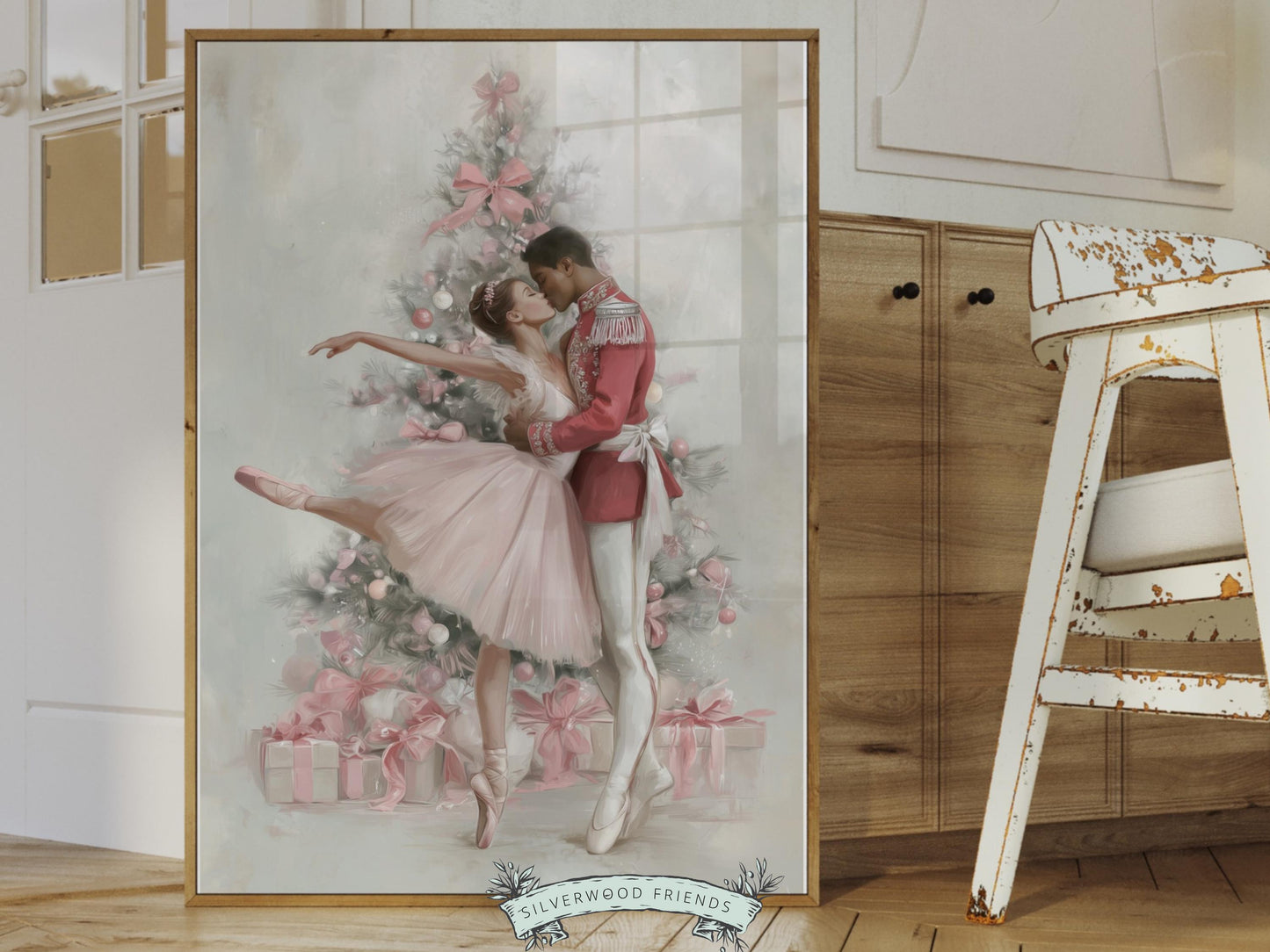 Nutcracker Ballet Christmas Print, Ballerina and Nutcracker Christmas Printable Wall Art Digital Download