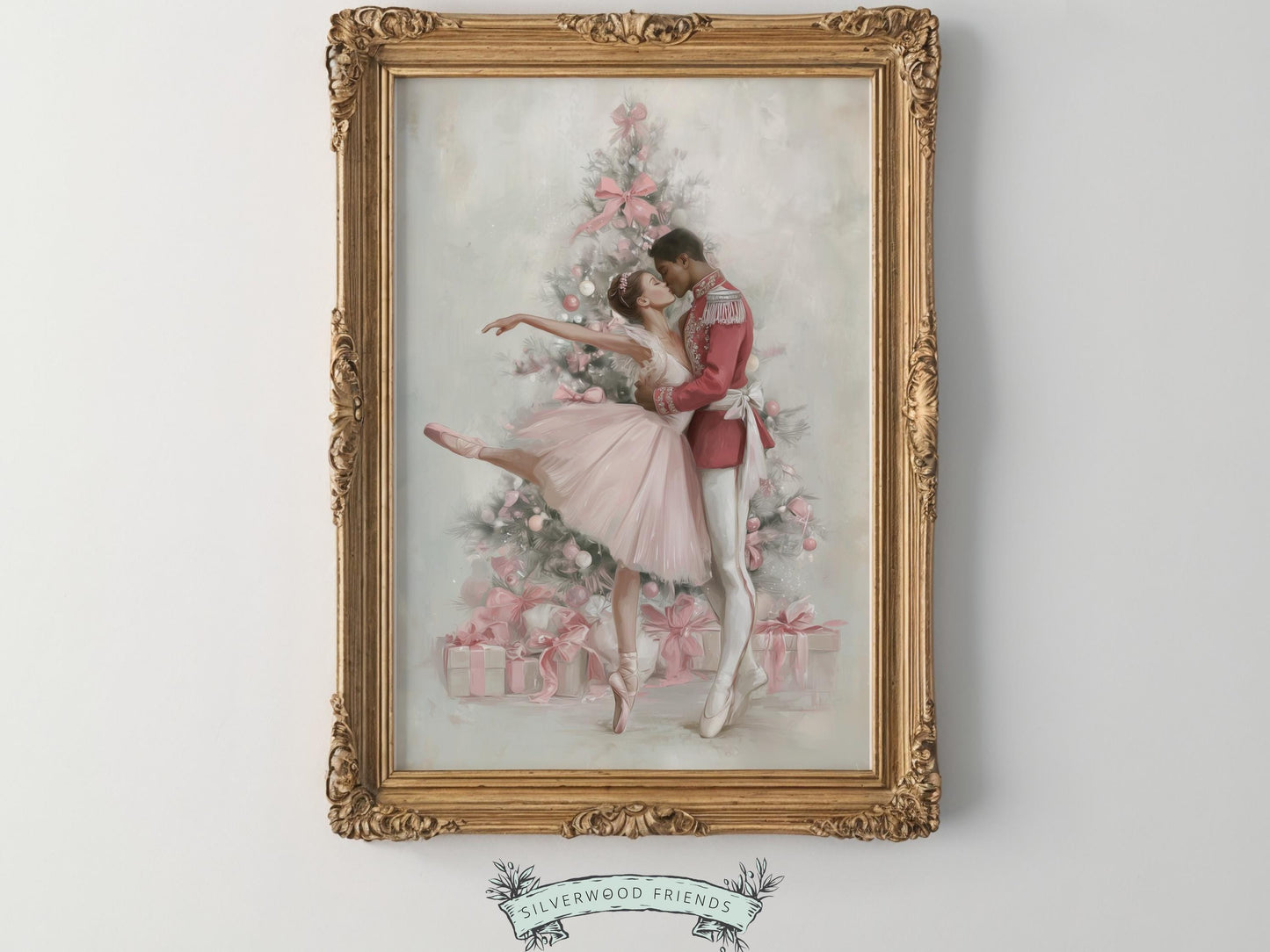 Nutcracker Ballet Christmas Print, Ballerina and Nutcracker Christmas Printable Wall Art Digital Download
