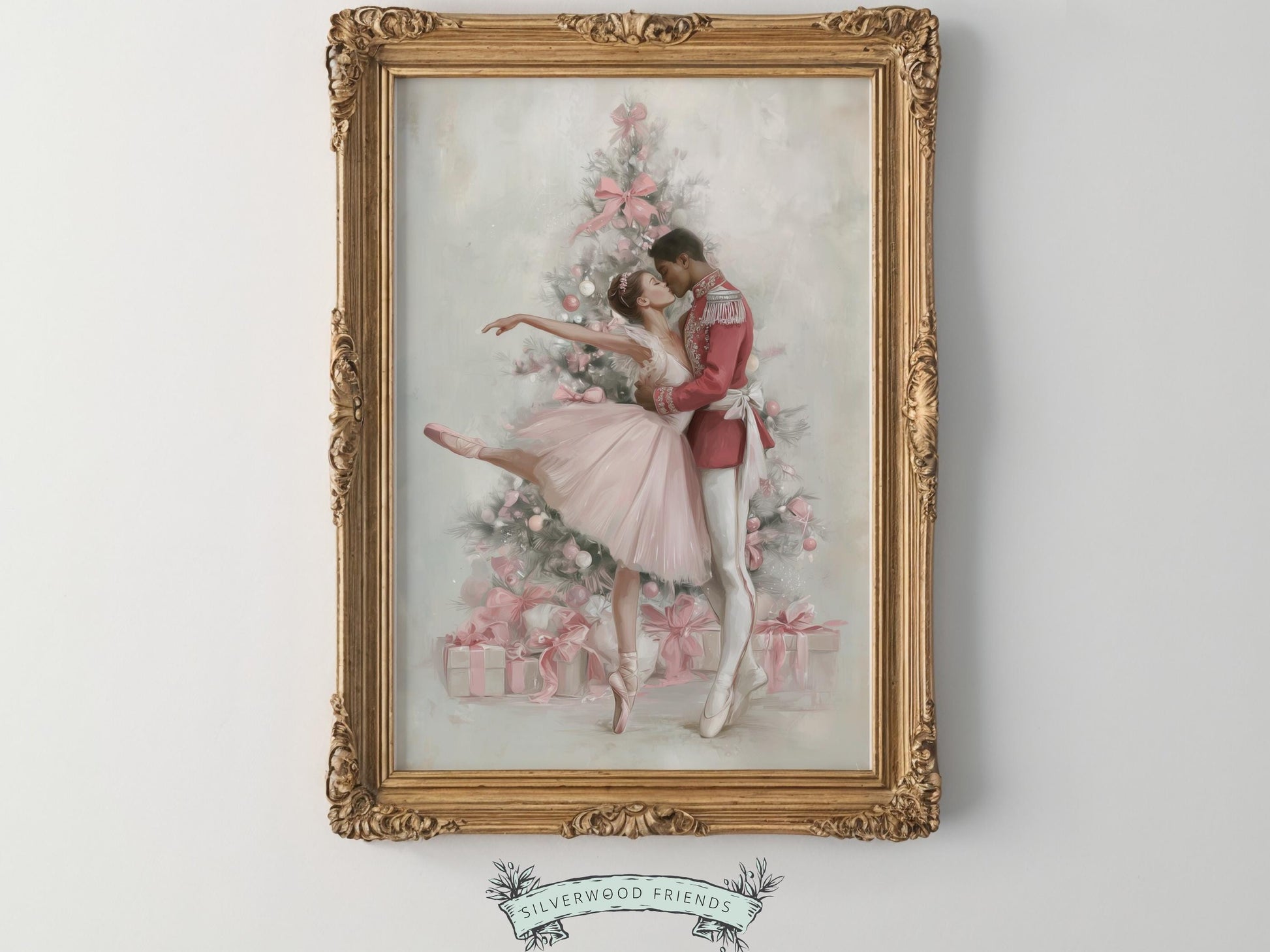 Nutcracker Ballet Christmas Print, Ballerina and Nutcracker Christmas Printable Wall Art Digital Download