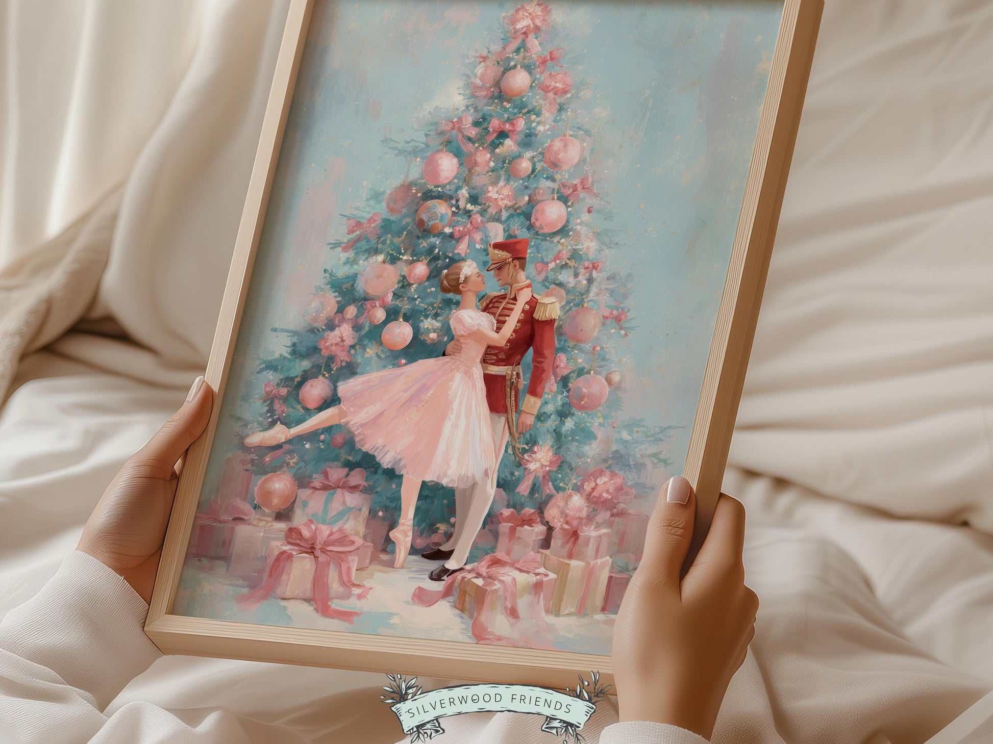 Nutcracker Ballet Christmas Print, Ballerina Christmas Printable Wall Art, Festive Christmas Holiday Decor, Vintage Christmas Digital Print