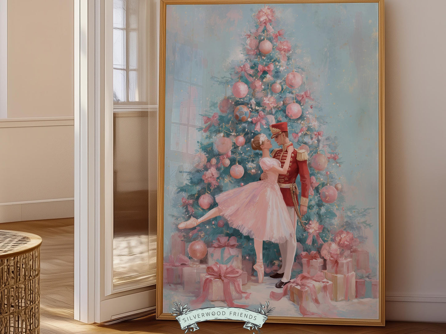 Nutcracker Ballet Christmas Print, Ballerina Christmas Printable Wall Art, Festive Christmas Holiday Decor, Vintage Christmas Digital Print