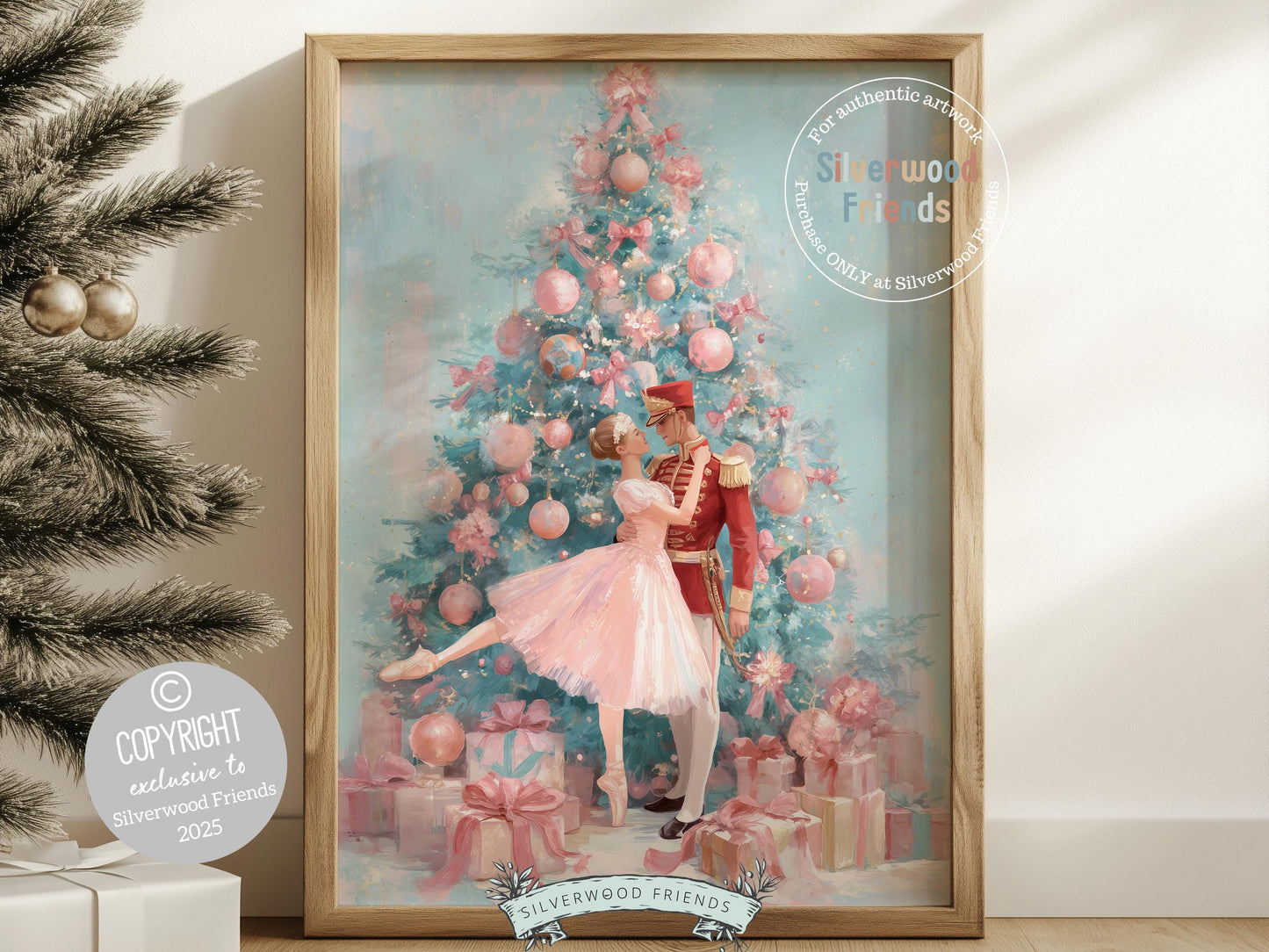 Nutcracker Ballet Christmas Print, Ballerina Christmas Printable Wall Art, Festive Christmas Holiday Decor, Vintage Christmas Digital Print