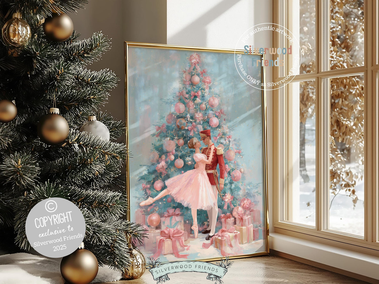 Nutcracker Ballet Christmas Print, Ballerina Christmas Printable Wall Art, Festive Christmas Holiday Decor, Vintage Christmas Digital Print