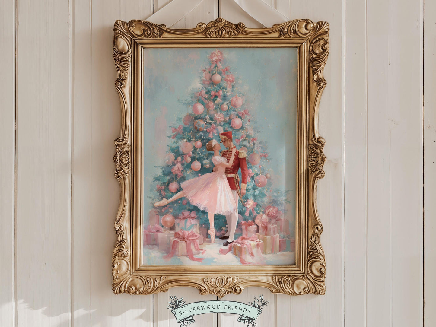 Nutcracker Ballet Christmas Print, Ballerina Christmas Printable Wall Art, Festive Christmas Holiday Decor, Vintage Christmas Digital Print