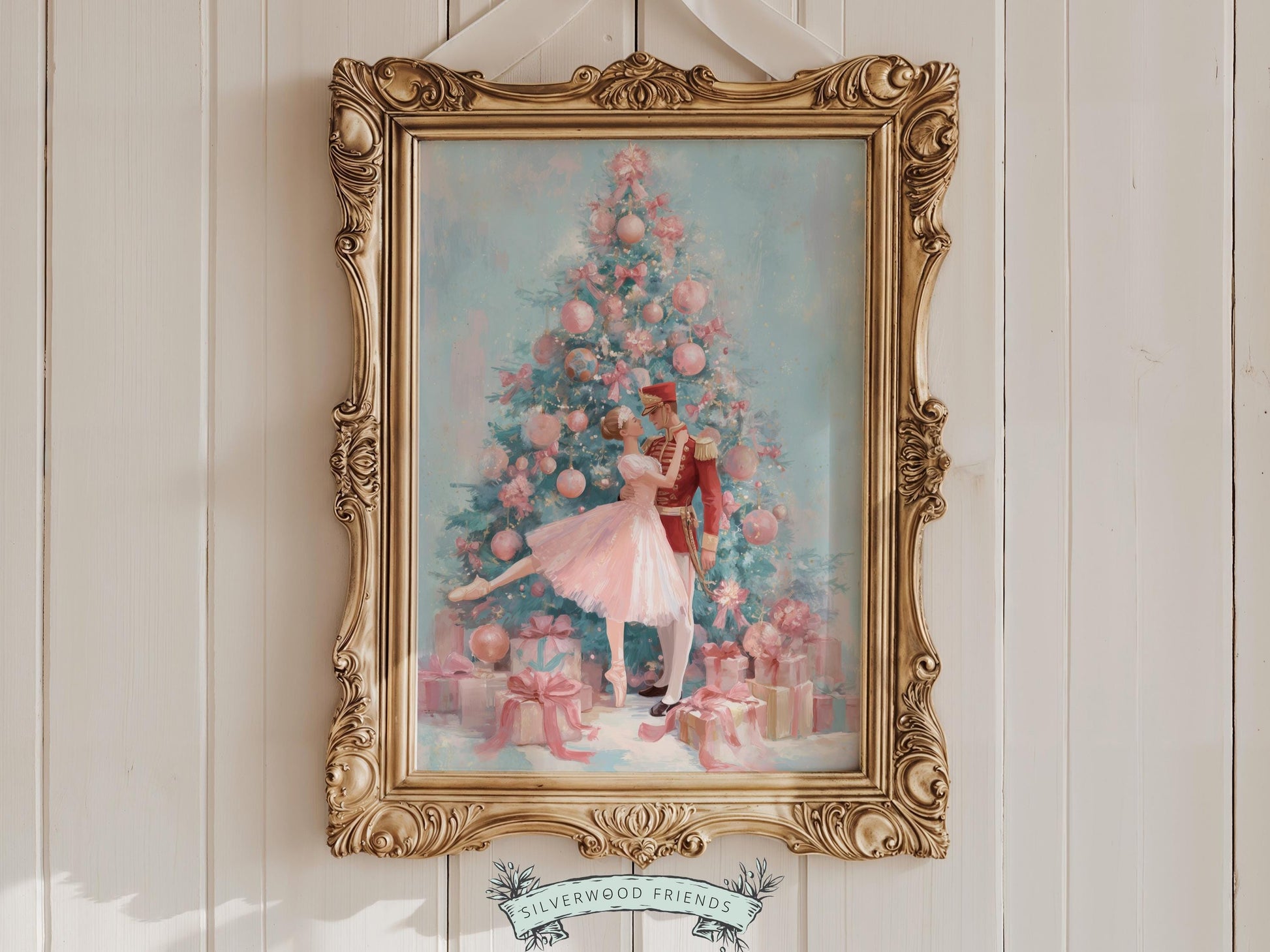 Nutcracker Ballet Christmas Print, Ballerina Christmas Printable Wall Art, Festive Christmas Holiday Decor, Vintage Christmas Digital Print