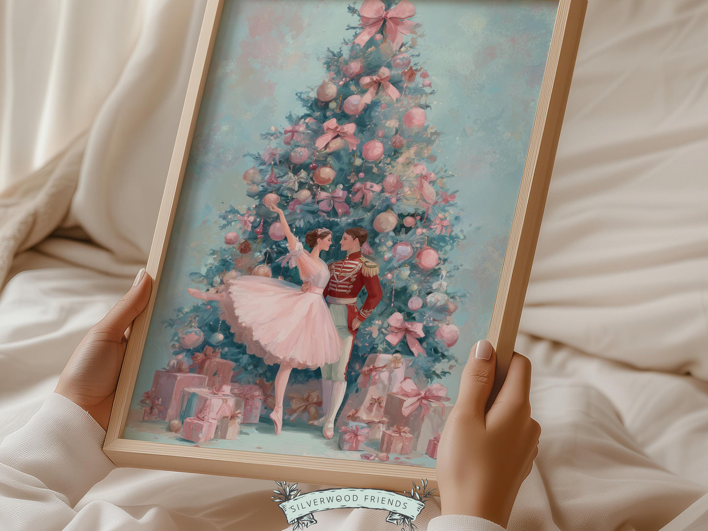Nutcracker Ballet Christmas Print, Ballerina Christmas Printable Wall Art, Festive Christmas Holiday Decor, Vintage Christmas Digital Print