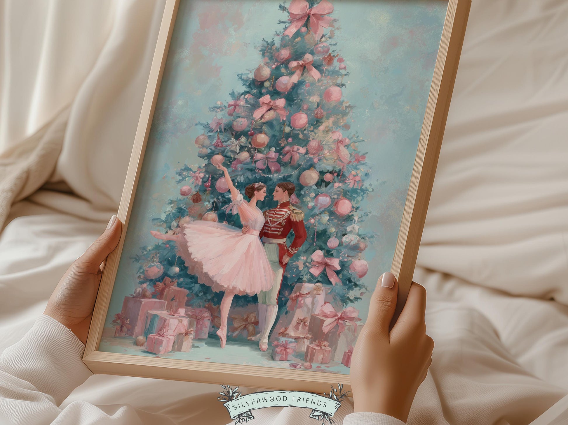 Nutcracker Ballet Christmas Print, Ballerina Christmas Printable Wall Art, Festive Christmas Holiday Decor, Vintage Christmas Digital Print