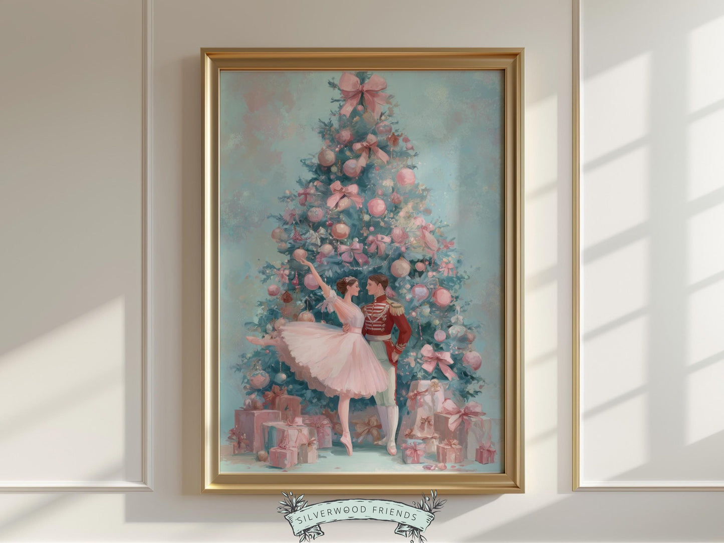 Nutcracker Ballet Christmas Print, Ballerina Christmas Printable Wall Art, Festive Christmas Holiday Decor, Vintage Christmas Digital Print
