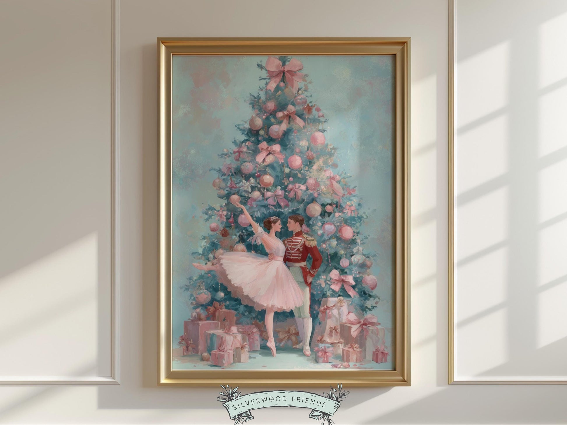 Nutcracker Ballet Christmas Print, Ballerina Christmas Printable Wall Art, Festive Christmas Holiday Decor, Vintage Christmas Digital Print