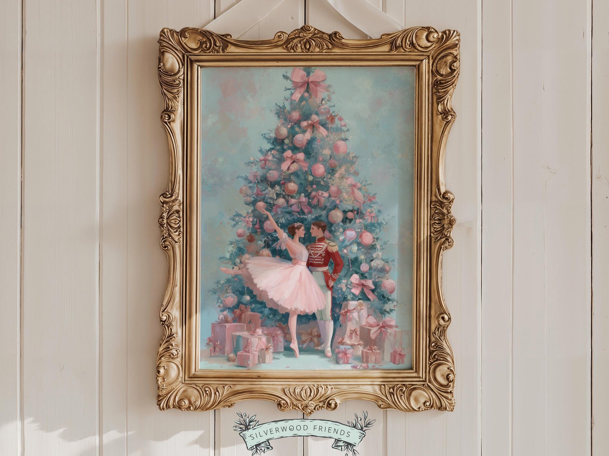 Nutcracker Ballet Christmas Print, Ballerina Christmas Printable Wall Art, Festive Christmas Holiday Decor, Vintage Christmas Digital Print