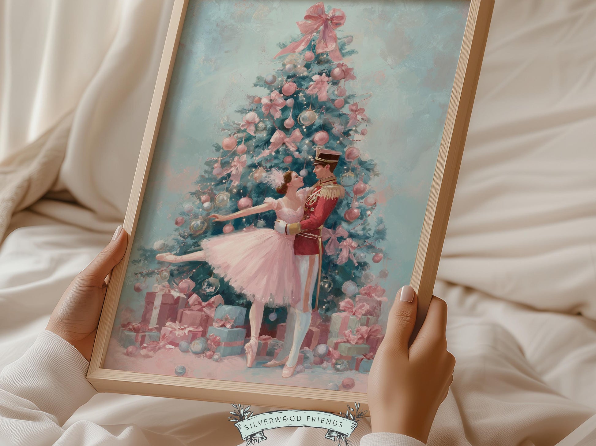 Nutcracker Ballet Christmas Print, Ballerina Christmas Printable Wall Art, Festive Christmas Holiday Decor, Vintage Christmas Digital Print