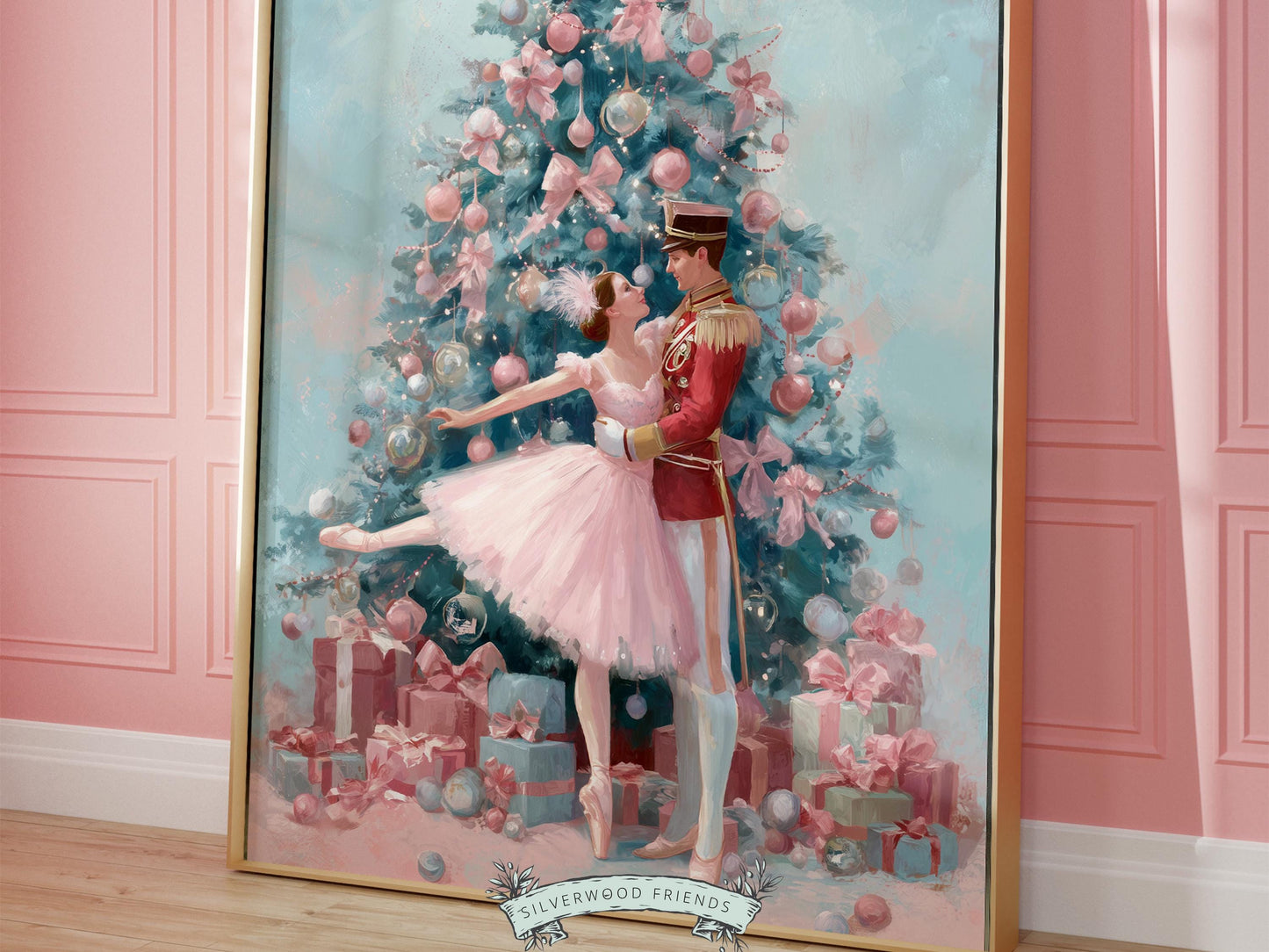 Nutcracker Ballet Christmas Print, Ballerina Christmas Printable Wall Art, Festive Christmas Holiday Decor, Vintage Christmas Digital Print