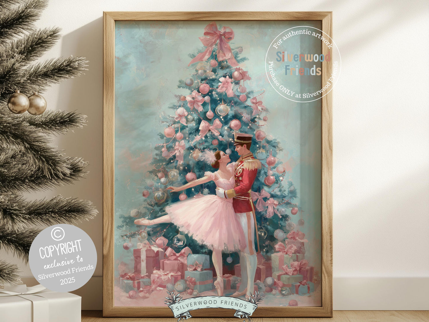 Nutcracker Ballet Christmas Print, Ballerina Christmas Printable Wall Art, Festive Christmas Holiday Decor, Vintage Christmas Digital Print