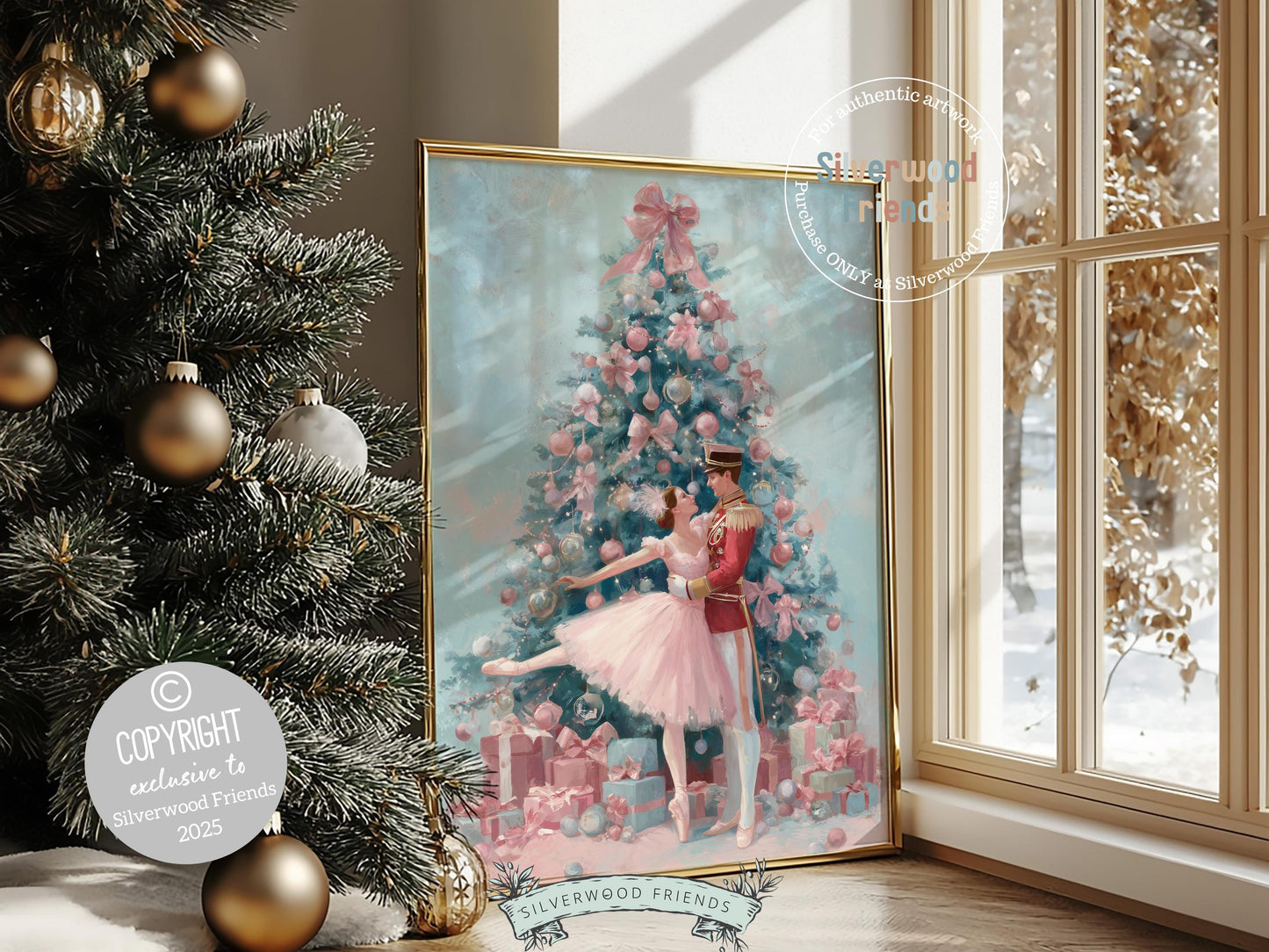 Nutcracker Ballet Christmas Print, Ballerina Christmas Printable Wall Art, Festive Christmas Holiday Decor, Vintage Christmas Digital Print