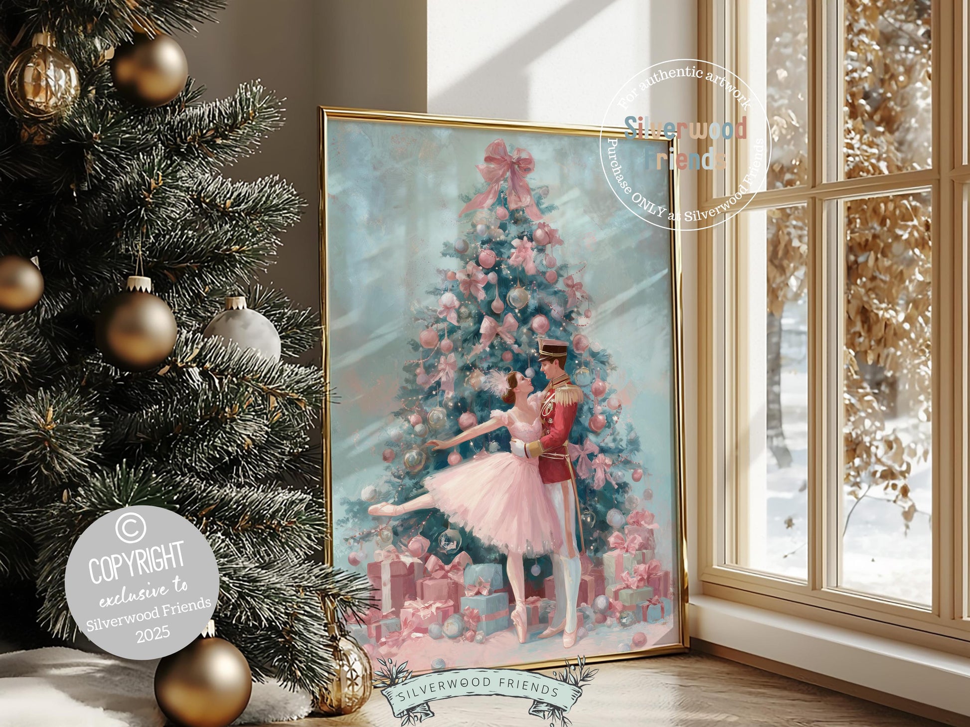 Nutcracker Ballet Christmas Print, Ballerina Christmas Printable Wall Art, Festive Christmas Holiday Decor, Vintage Christmas Digital Print