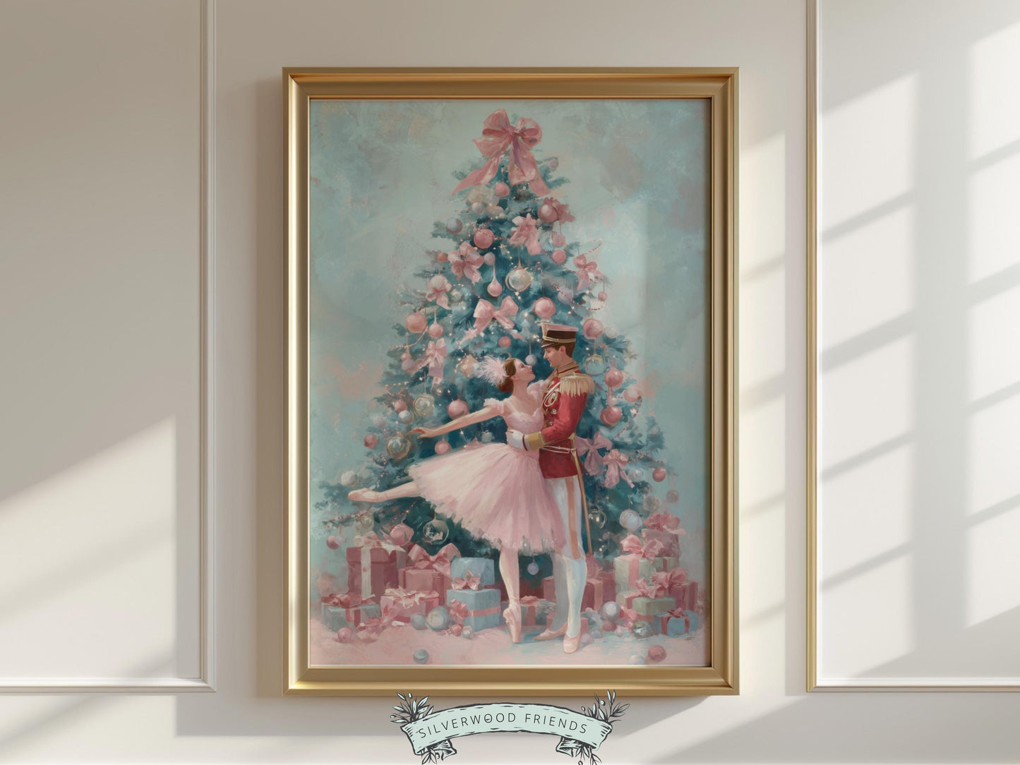 Nutcracker Ballet Christmas Print, Ballerina Christmas Printable Wall Art, Festive Christmas Holiday Decor, Vintage Christmas Digital Print