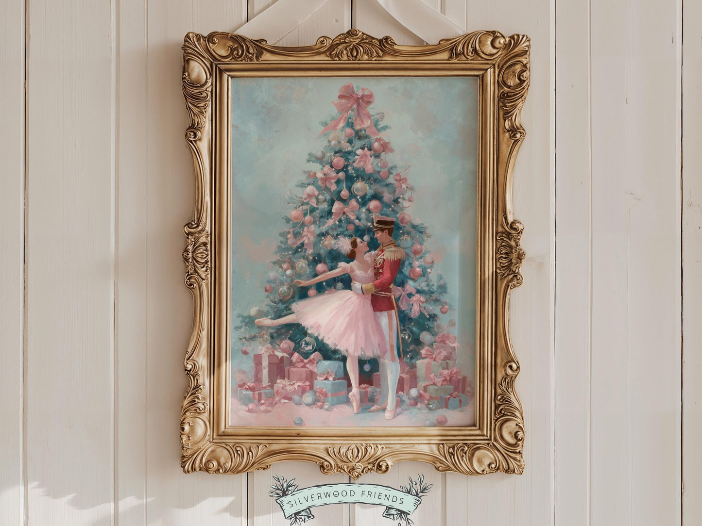 Nutcracker Ballet Christmas Print, Ballerina Christmas Printable Wall Art, Festive Christmas Holiday Decor, Vintage Christmas Digital Print