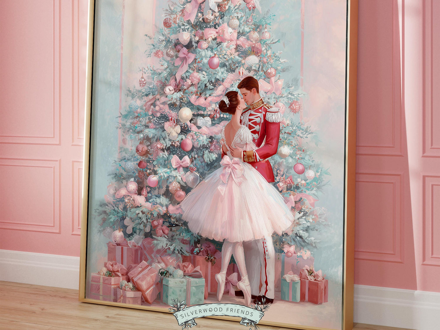 Nutcracker Ballet Christmas Print, Ballerina Christmas Printable Wall Art Poster, Festive Vintage Holiday Decor, Digital Download