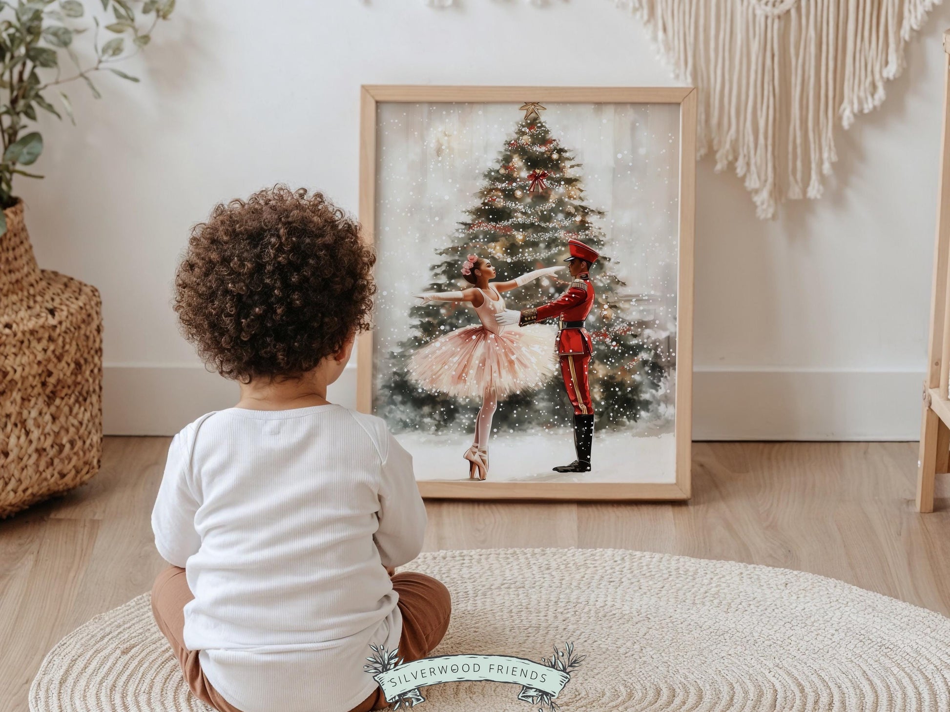 Nutcracker Ballet Christmas Print, African American Ballerina Nutcracker Christmas Printable Wall Art, Black Girl Wall Decor Digital Print