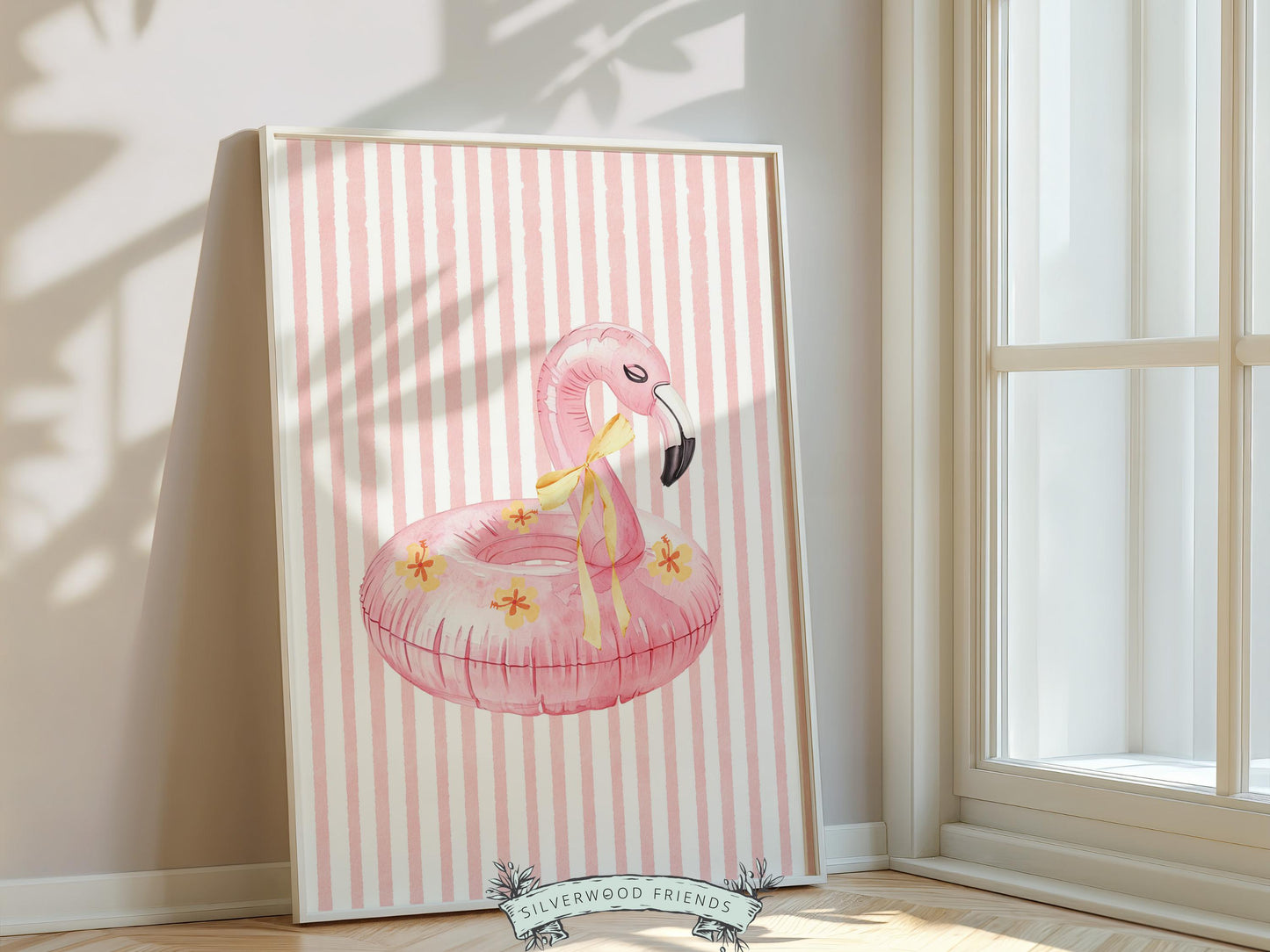 Pink Beach Nursery Prints, Girls Beach House Room Decor, Flamingo Surfboard Bikini Ice Cream - Summer Wall Art Set of 6 Digital Print