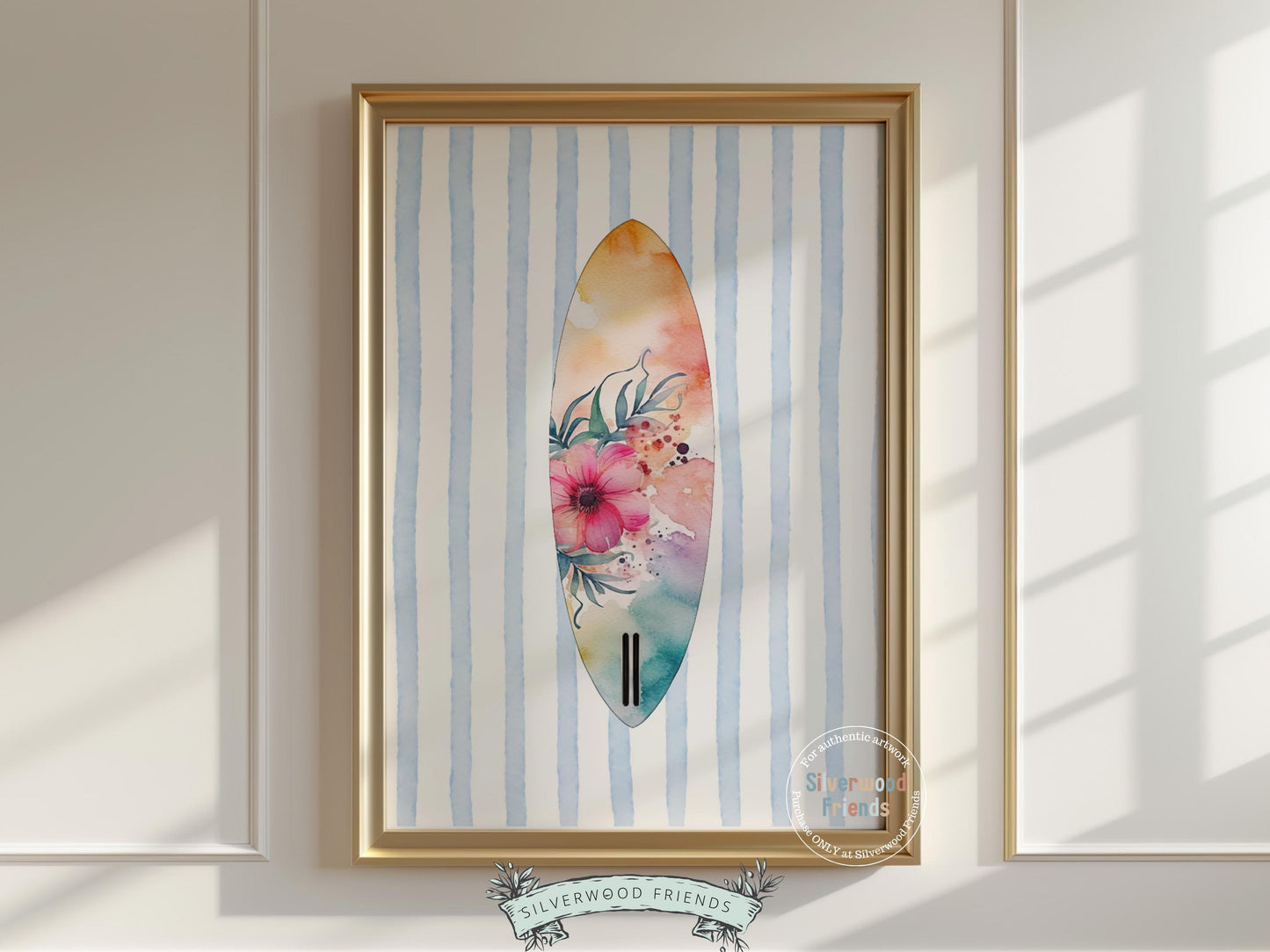 Surfboard Print Set of 6, Pastel Coastal Surfboard Wall Art, Digital Download Prints