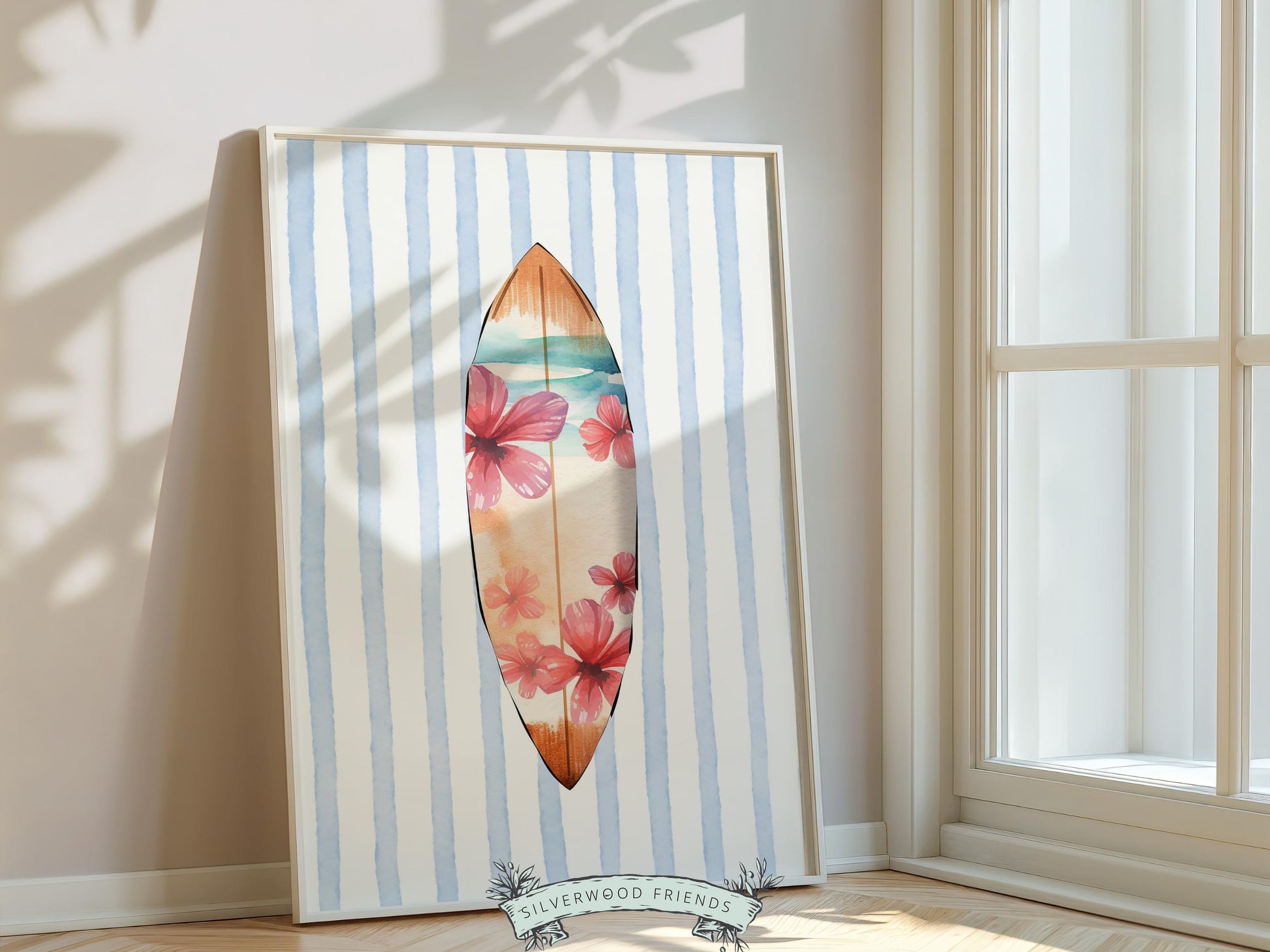 Surfboard Print Set of 6, Pastel Coastal Surfboard Wall Art, Digital Download Prints