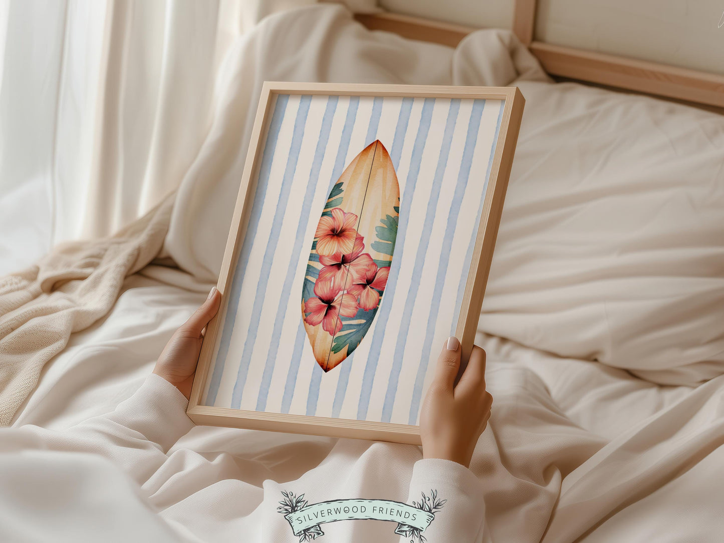 Surfboard Print Set of 6, Pastel Coastal Surfboard Wall Art, Digital Download Prints