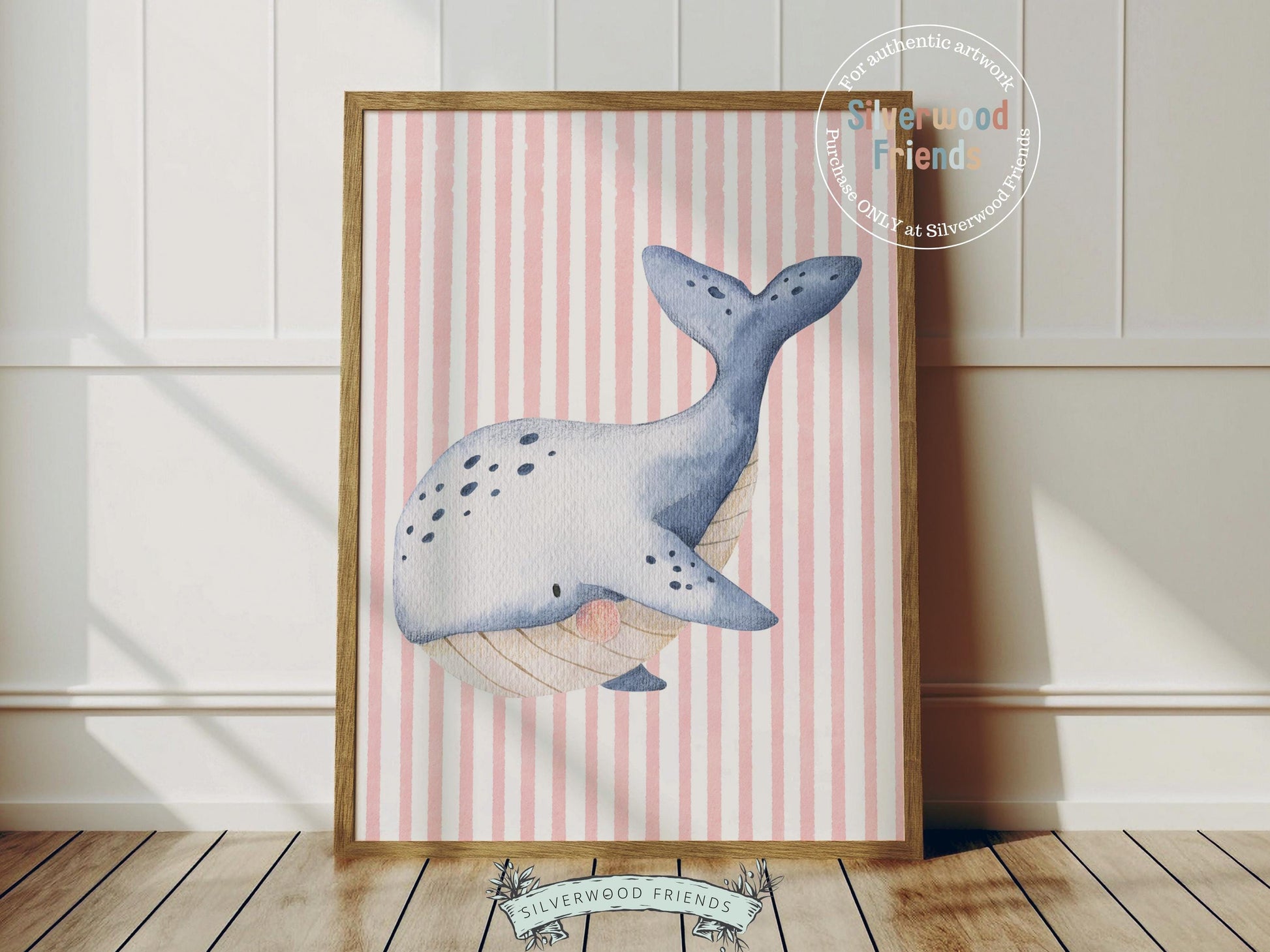Sea Animal Nursery Print Set of 6, Baby Girl Under The Sea Nursery Decor, Whale Turtle Dolphin Digital Download Prints