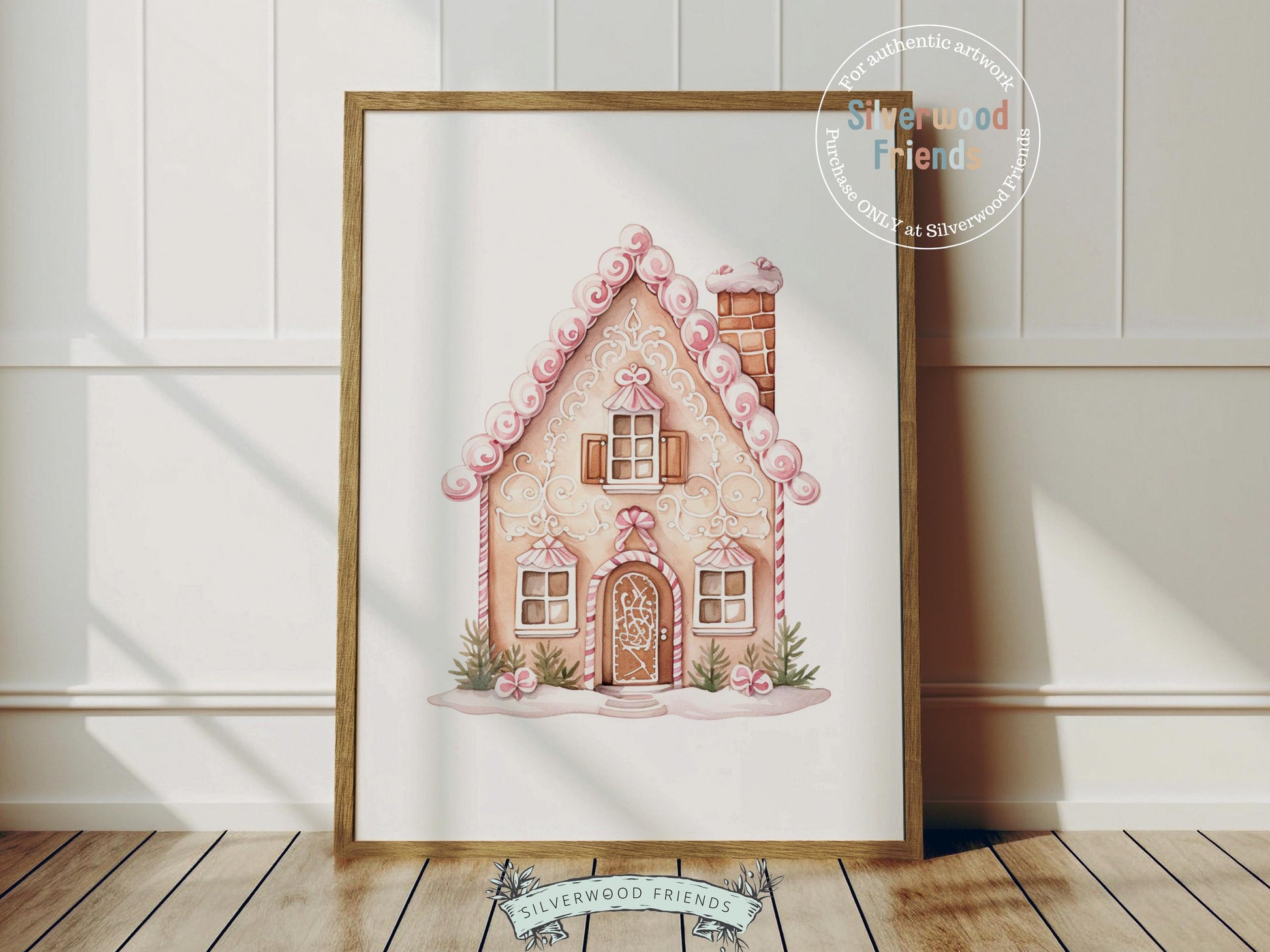 Set of 6 Pink Christmas Prints, Baby Girl Christmas Nursery Decor, Gingerbread Digital Download Print