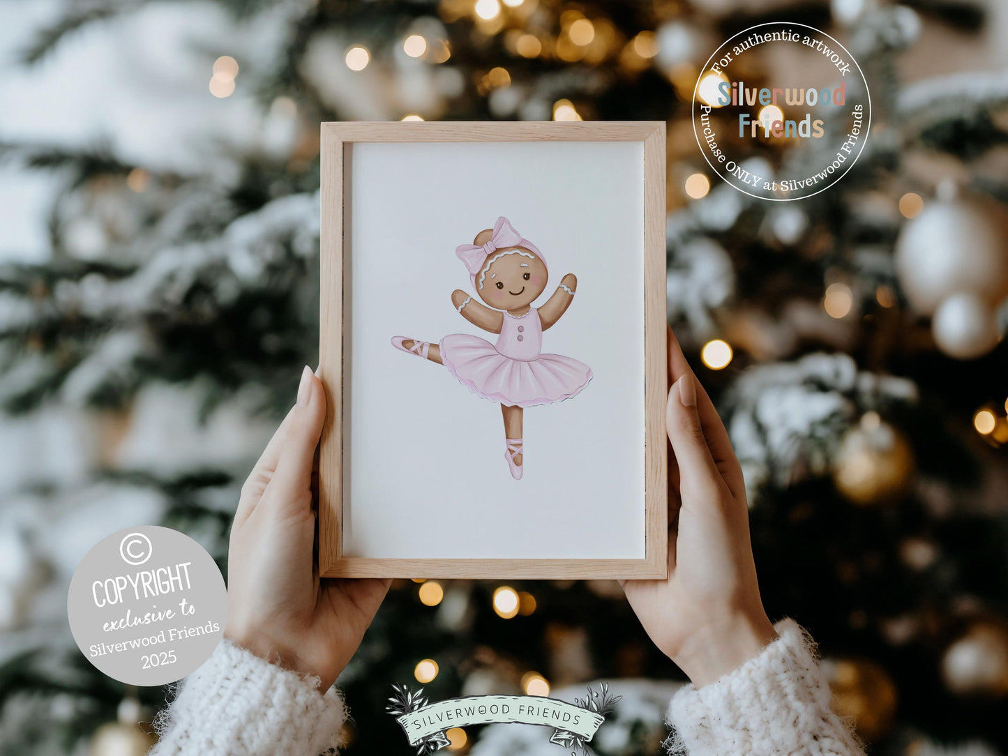 Set of 6 Pink Christmas Prints, Baby Girl Christmas Nursery Decor, Gingerbread Digital Download Print