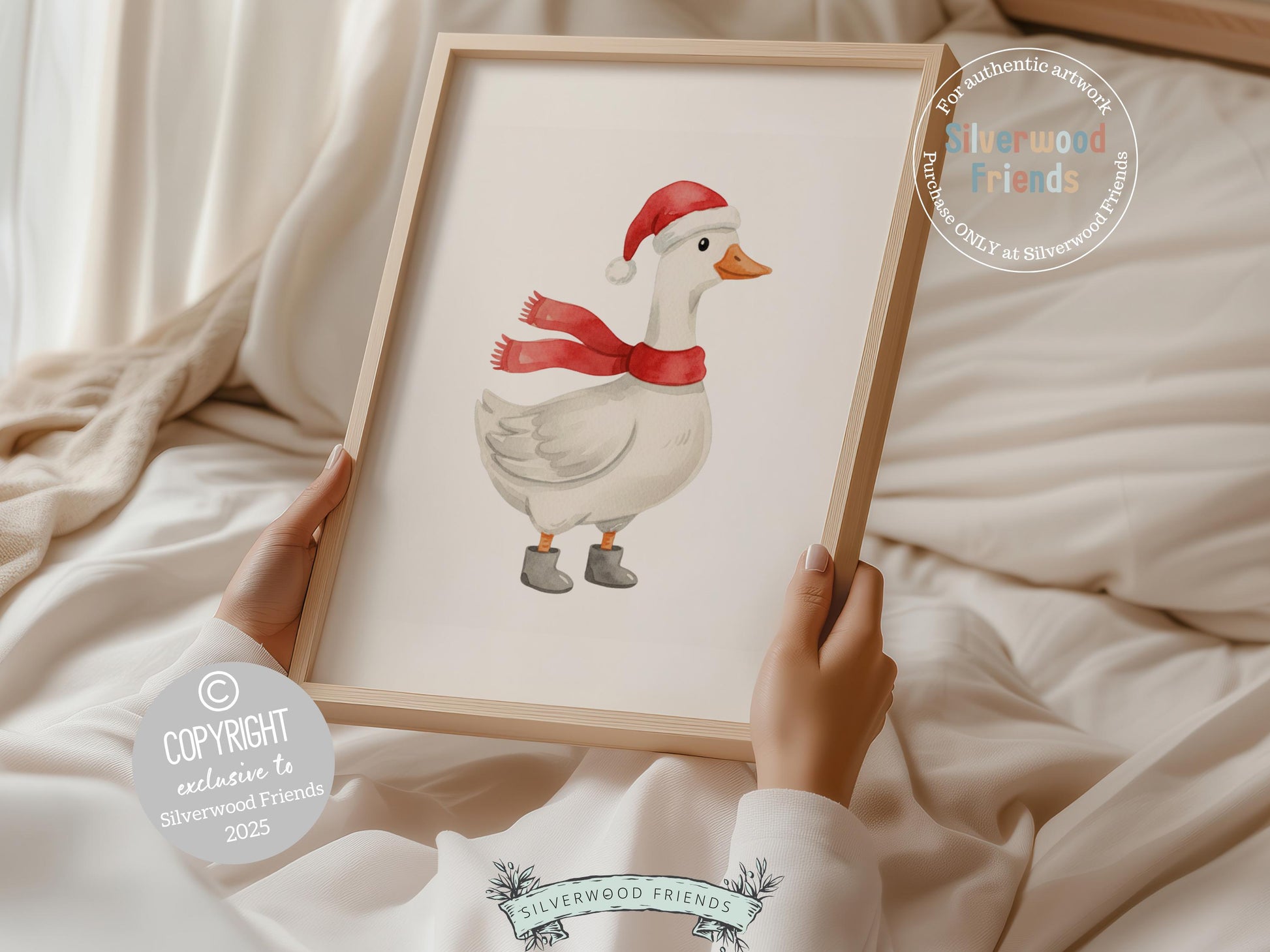 Set of 3 Christmas Duck Nursery Prints, Silly Goose Nursery Decor, Digital Download Print