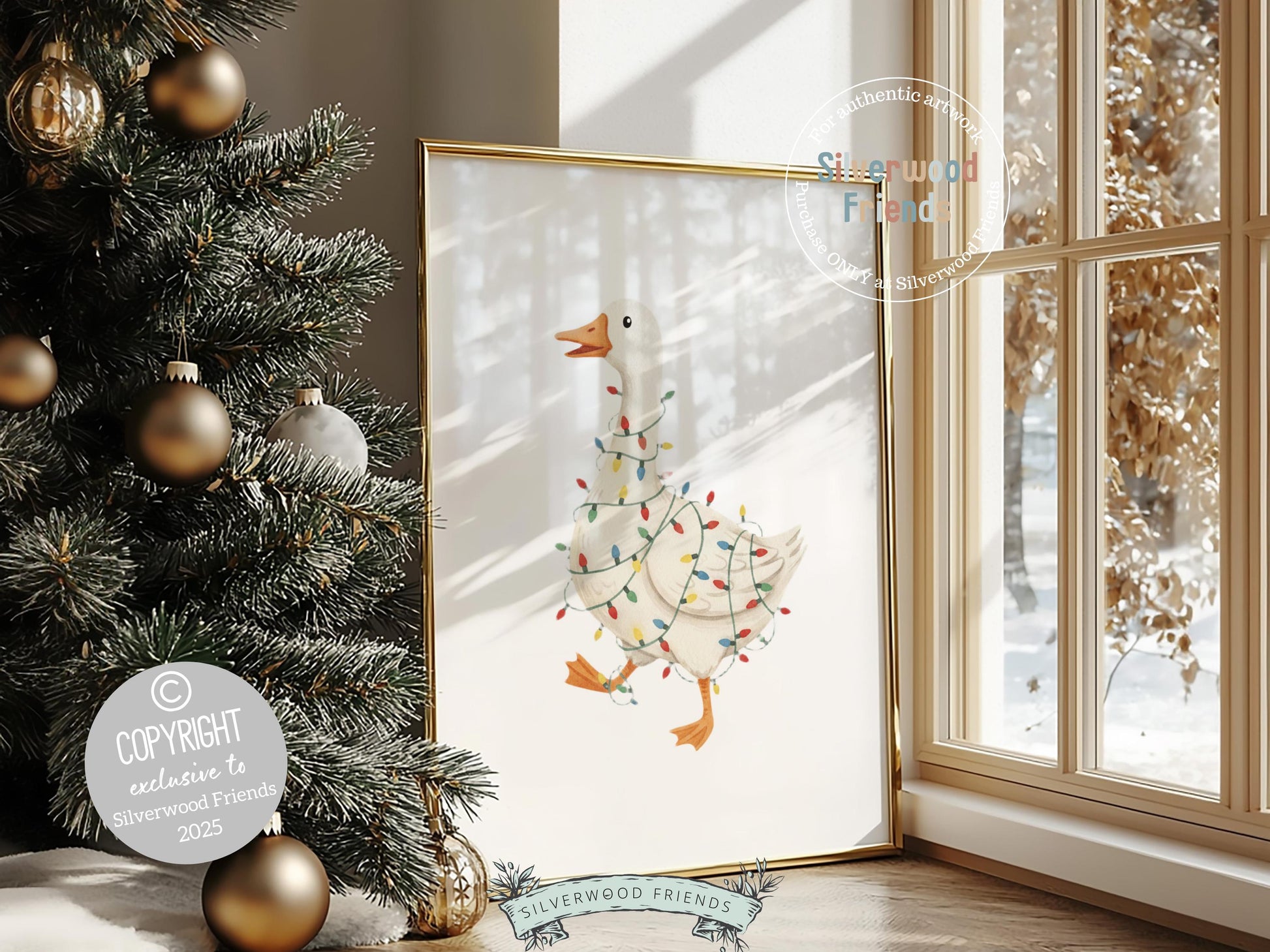 Set of 3 Christmas Duck Nursery Prints, Silly Goose Nursery Decor, Digital Download Print