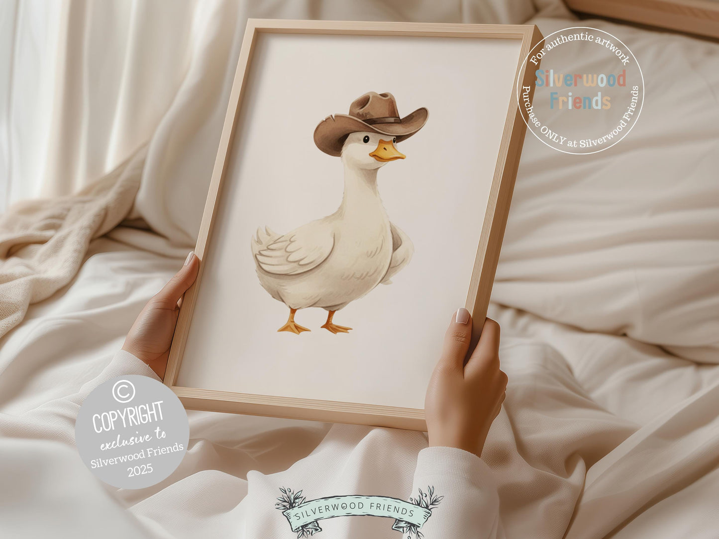 Set of 3 Duck Nursery Prints, Beige Duck Nursery Decor, Gender Neutral Western Nursery Wall Art, Digital Download