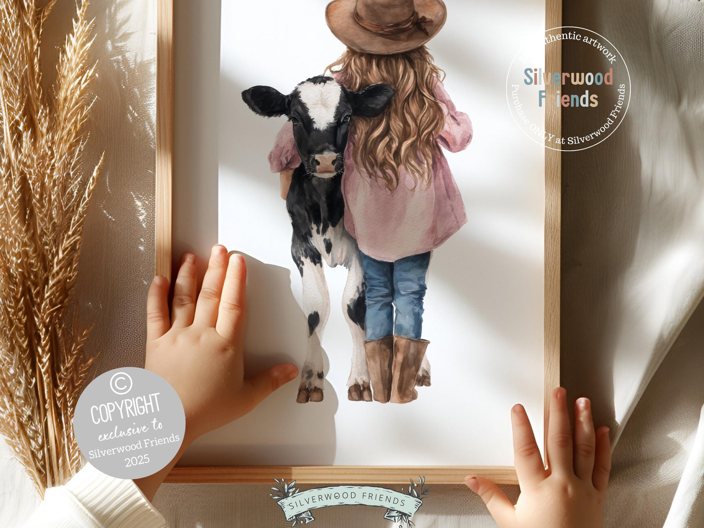 Cowgirl Nursery Print, Black and White Holstein Friesian Cow Nursery Decor, Girls Western Farm Bedroom Decor, Nursery Wall Art Digital Print