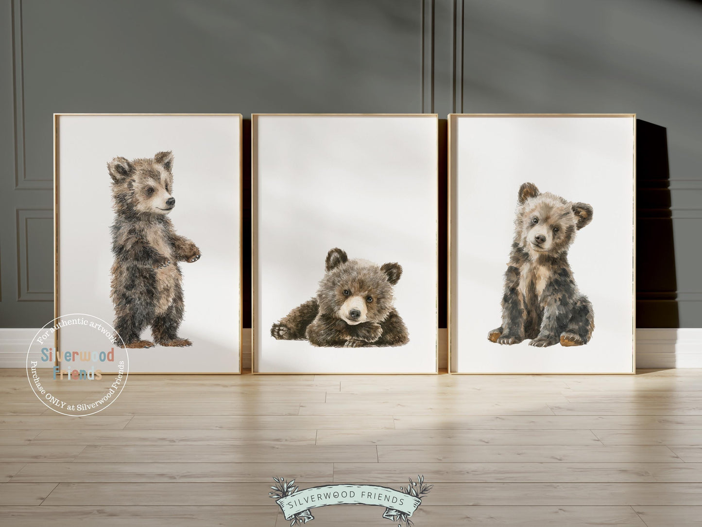 Woodland Bear Nursery Print, Woodland Bear Nursery Decor, Neutral Nursery Decor, Baby Bear Nursery Wall Art, Woodland Nursery Digital Prints