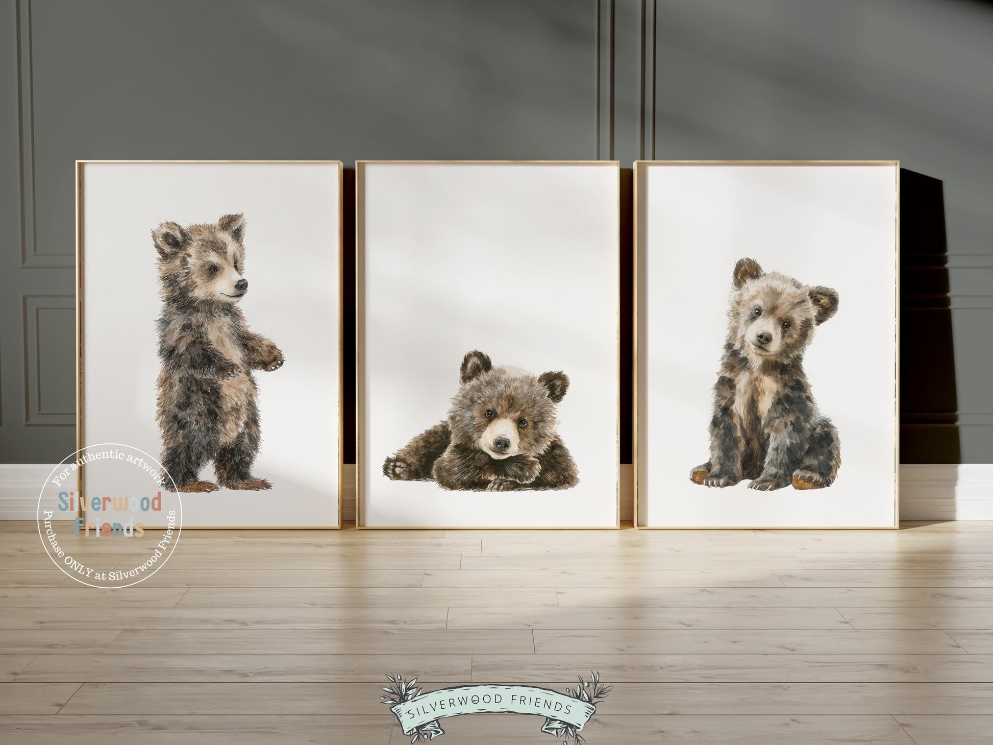 Woodland Bear Nursery Print, Woodland Bear Nursery Decor, Neutral Nursery Decor, Baby Bear Nursery Wall Art, Woodland Nursery Digital Prints