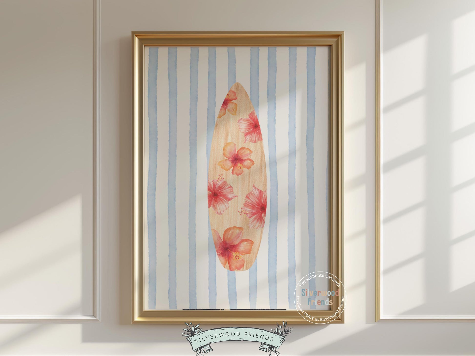 Coastal Nursery Prints, Beachy Surfboard Wall Art, Girls Surf Nursery Wall Art, Girly Beach House Surfing Room Decor Set of 6 Digital Prints