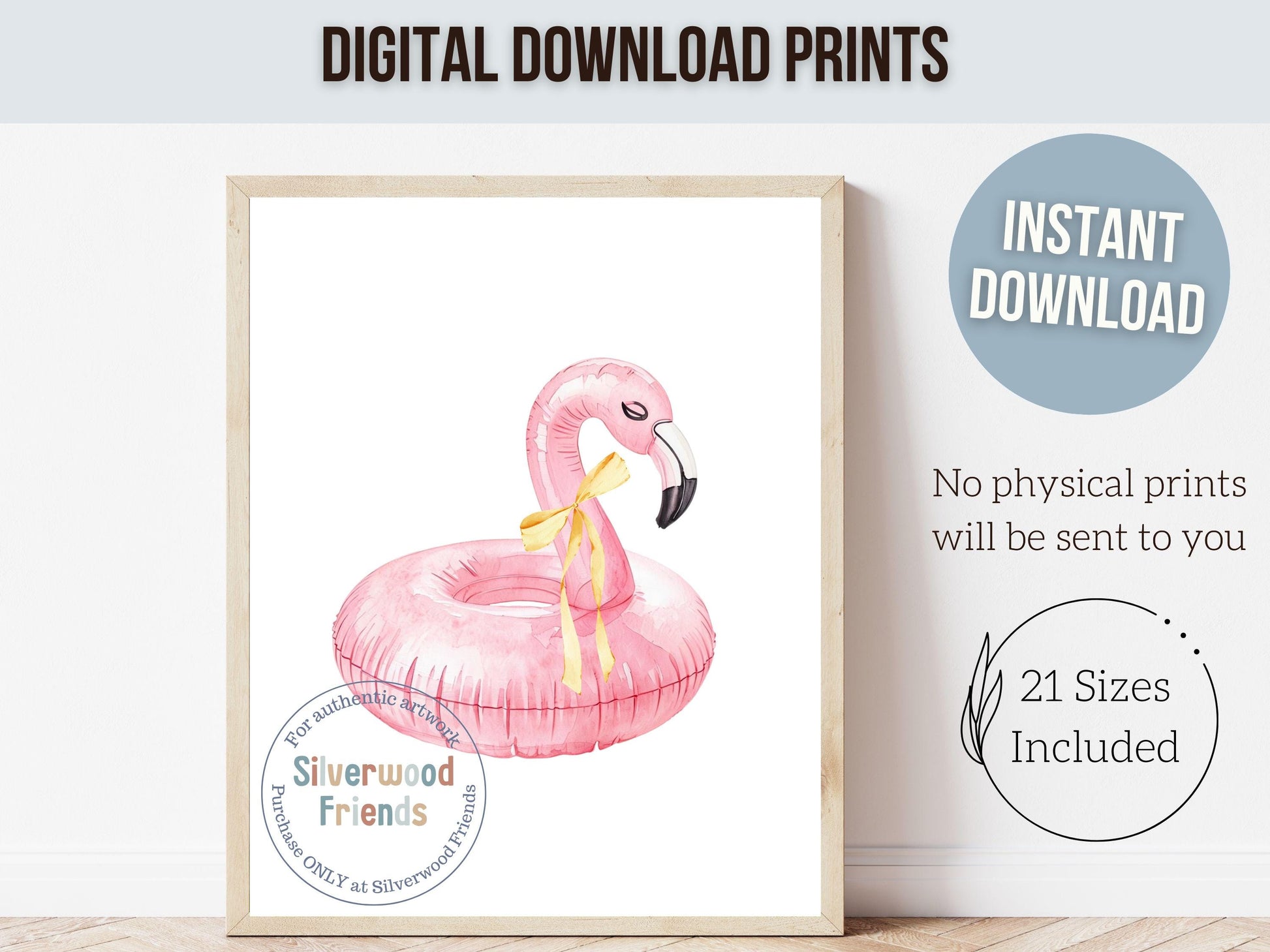 Pink Beach Nursery Prints, Girls Beach House Room Decor, Flamingo Surfboard Bikini - Summer Wall Art Set of 6 Digital Print